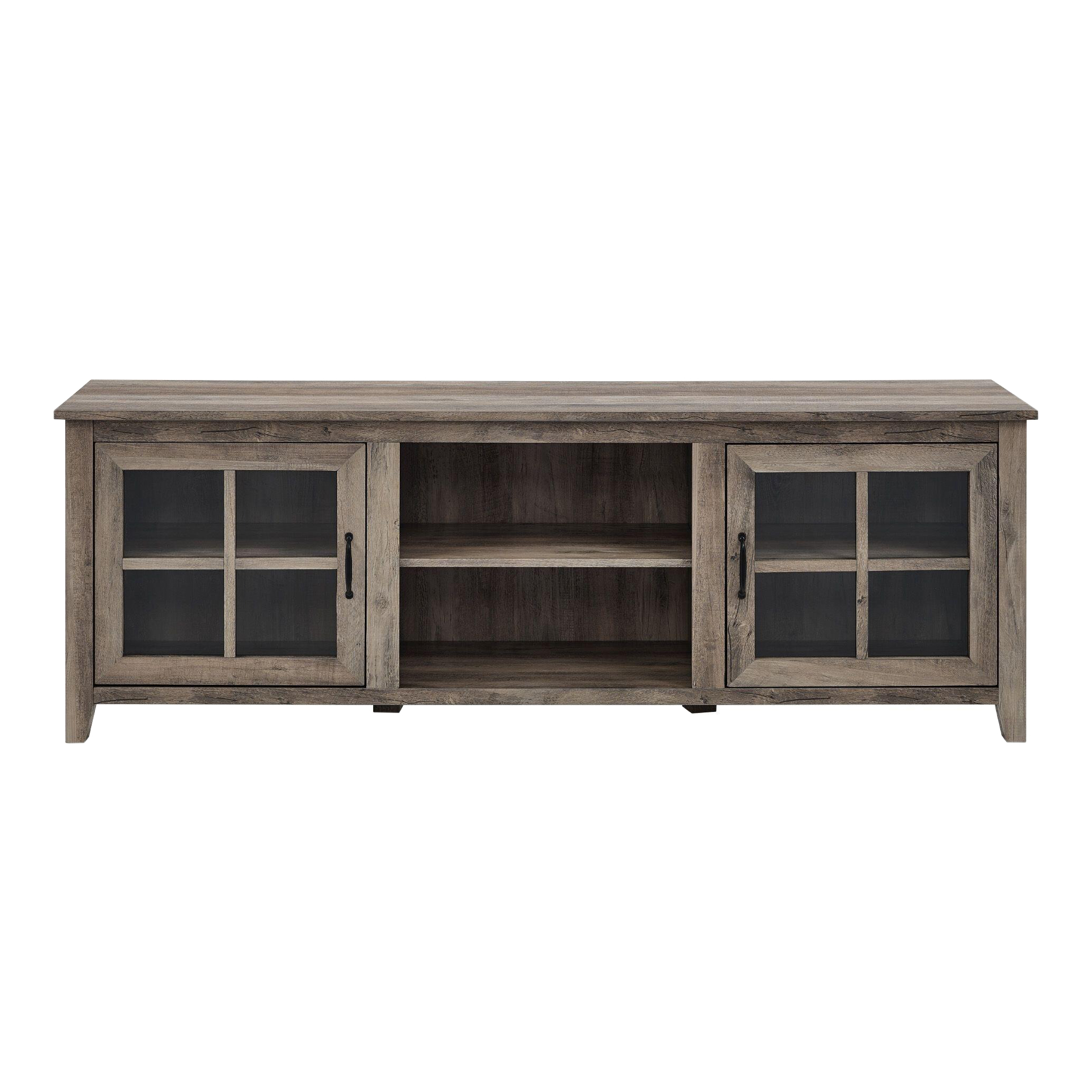 Walker Edison 70" Two-Door Farmhouse TV Stand in Grey Wash