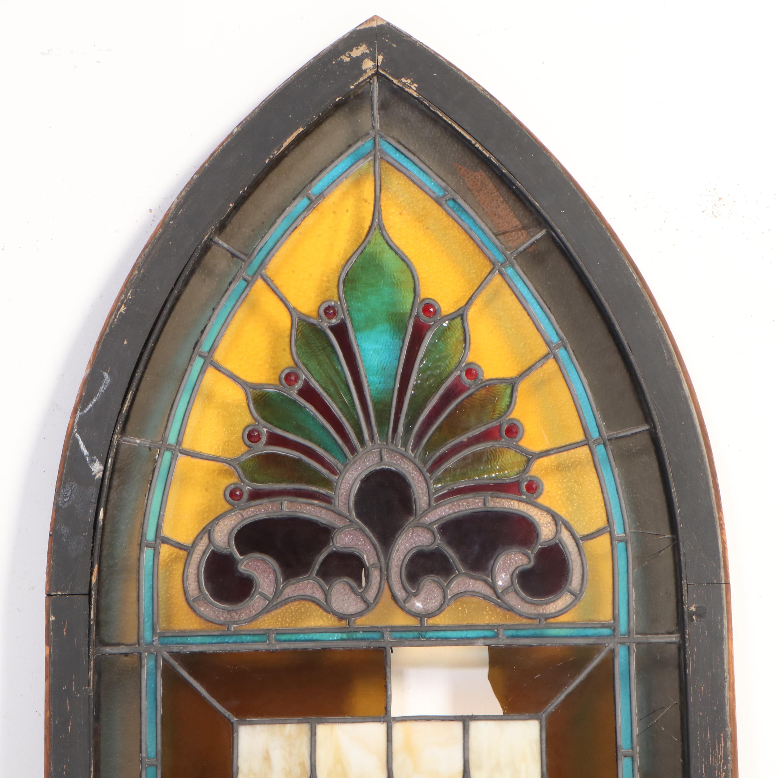 Gothic Arched Stained Glass Window, Late 19th/Early 20th Century