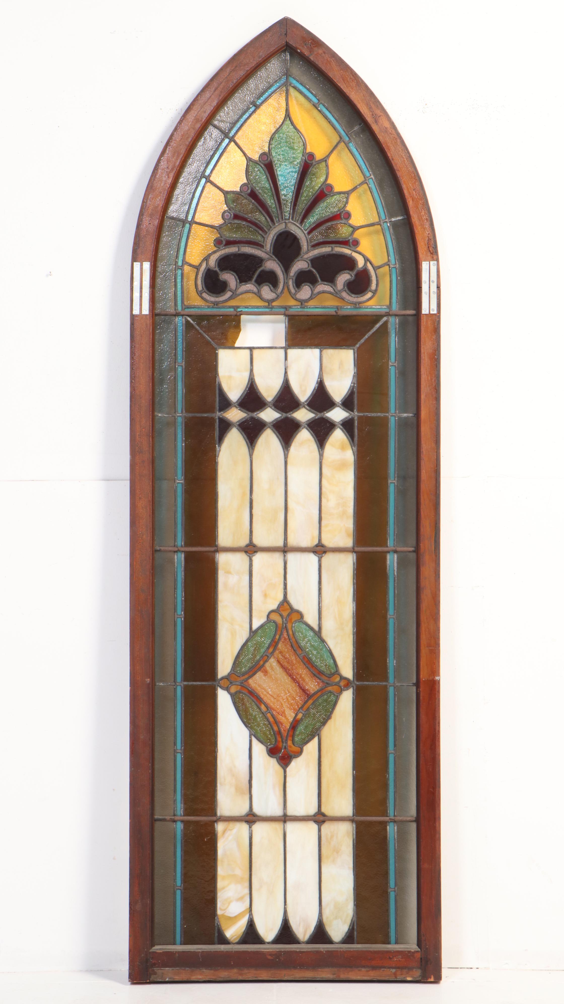 Gothic Arched Stained Glass Window, Late 19th/Early 20th Century
