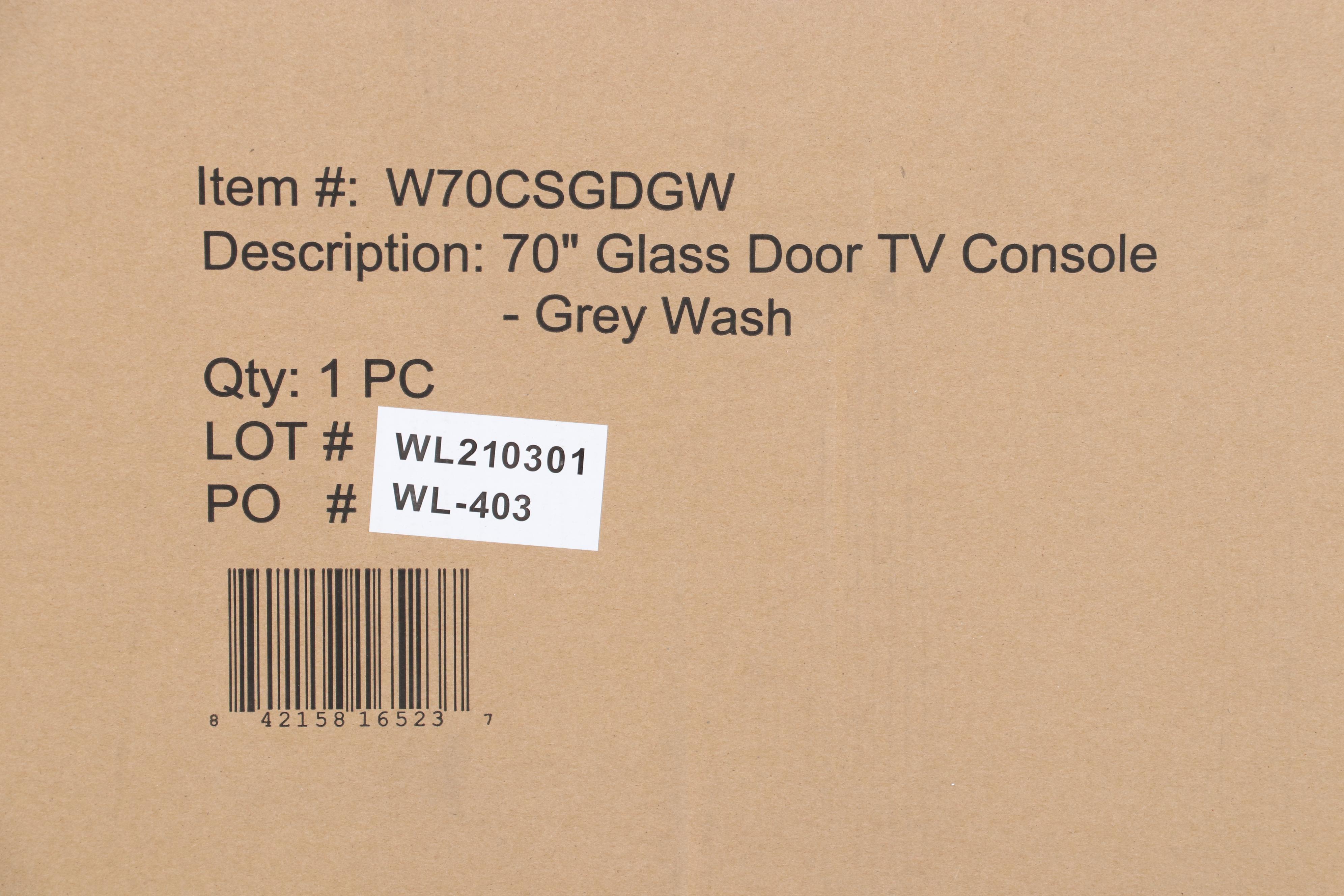 Walker Edison 70" Two-Door Farmhouse TV Stand in Grey Wash