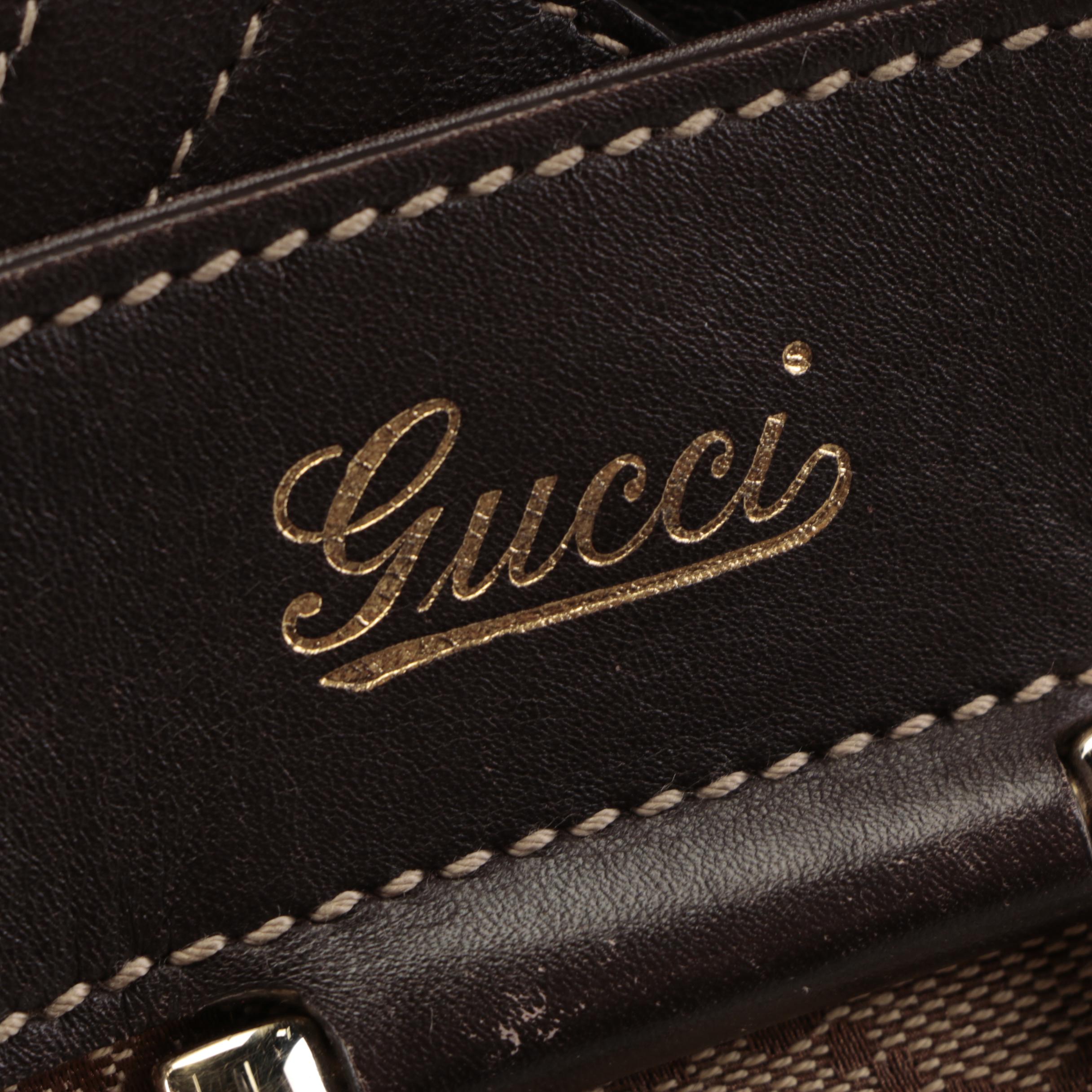 Gucci Abbey D-Ring Bucket Tote in GG Canvas and Leather Trim