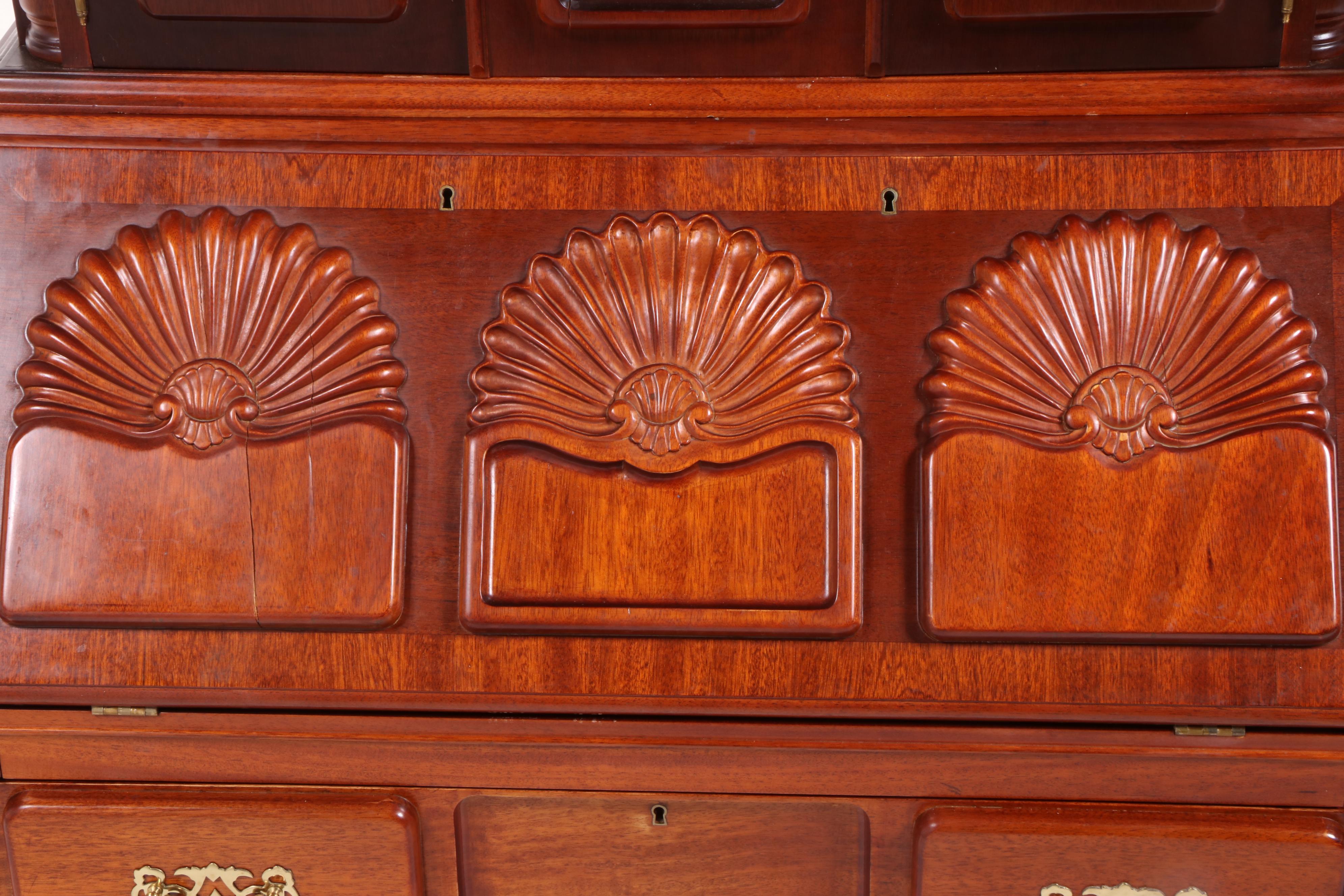 Chippendale Style Mahogany Secretary Desk After Goddard & Townsend