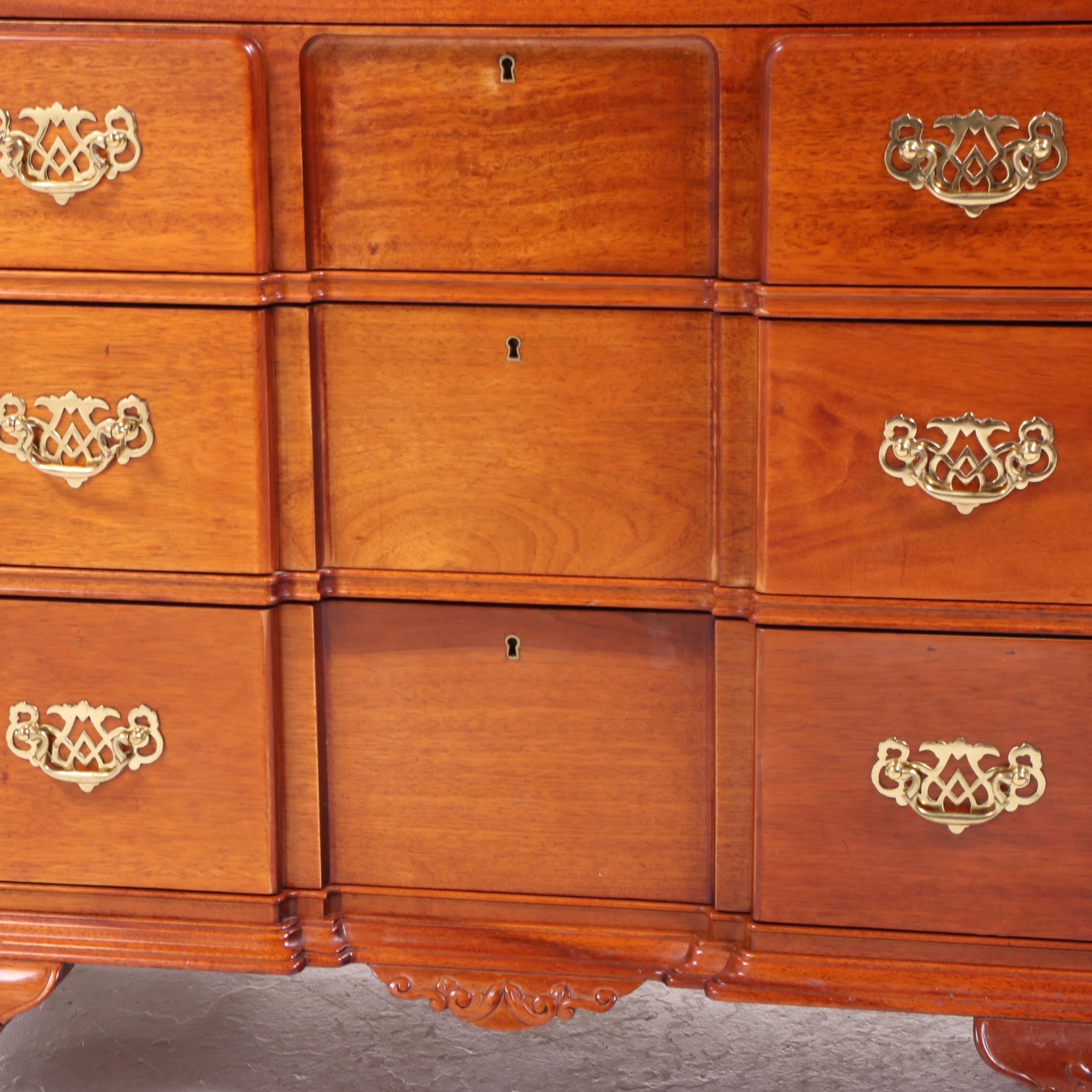 Chippendale Style Mahogany Secretary Desk After Goddard & Townsend
