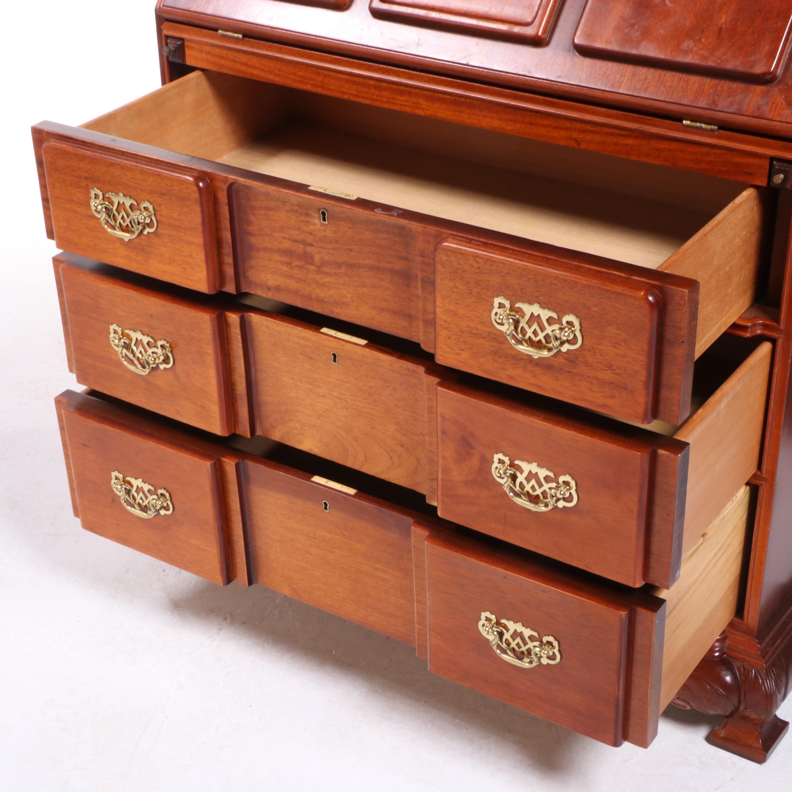 Chippendale Style Mahogany Secretary Desk After Goddard & Townsend