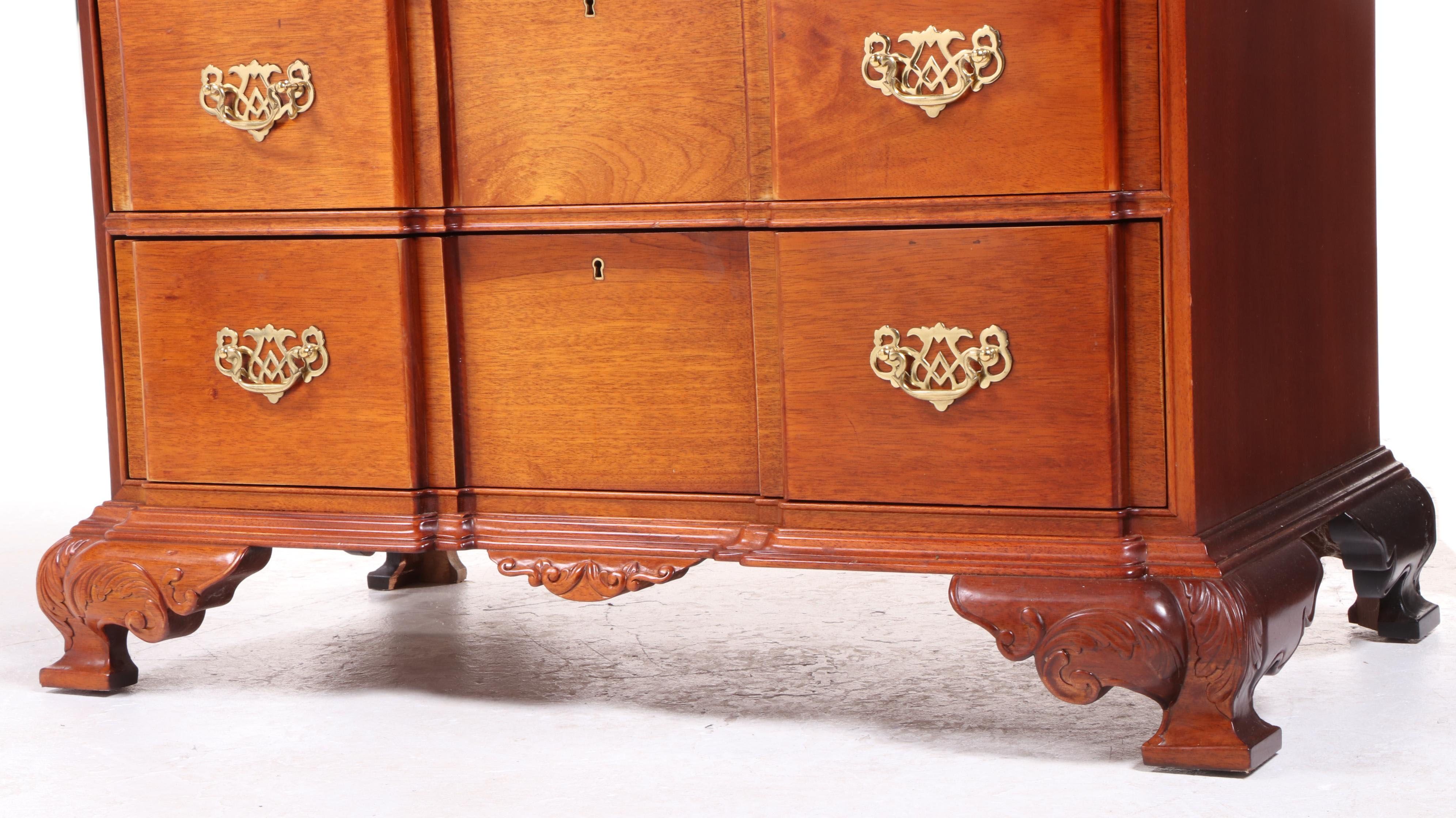 Chippendale Style Mahogany Secretary Desk After Goddard & Townsend