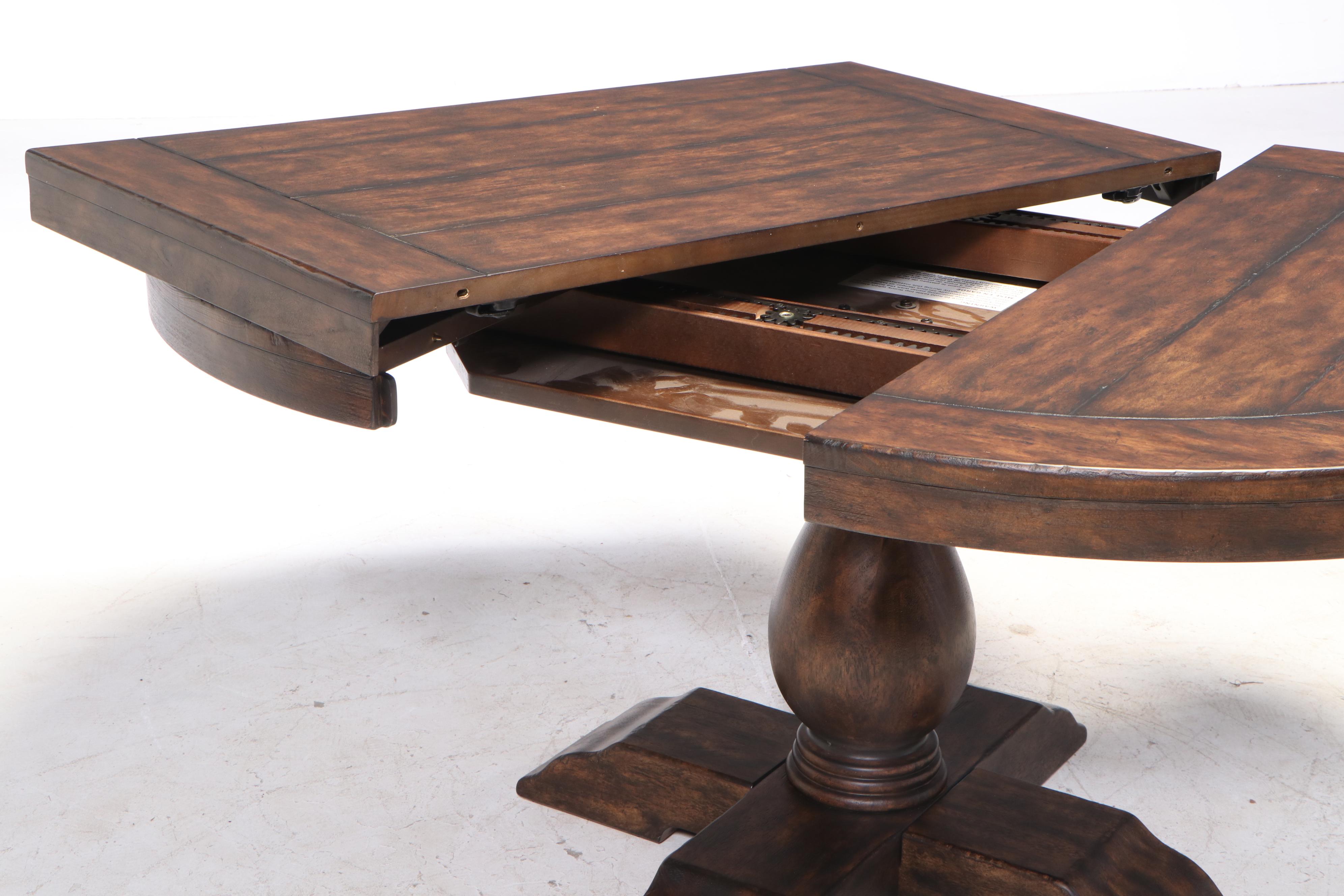 Pottery Barn "Lorraine" Rubber Wood and Poplar Extending Pedestal Dining Table