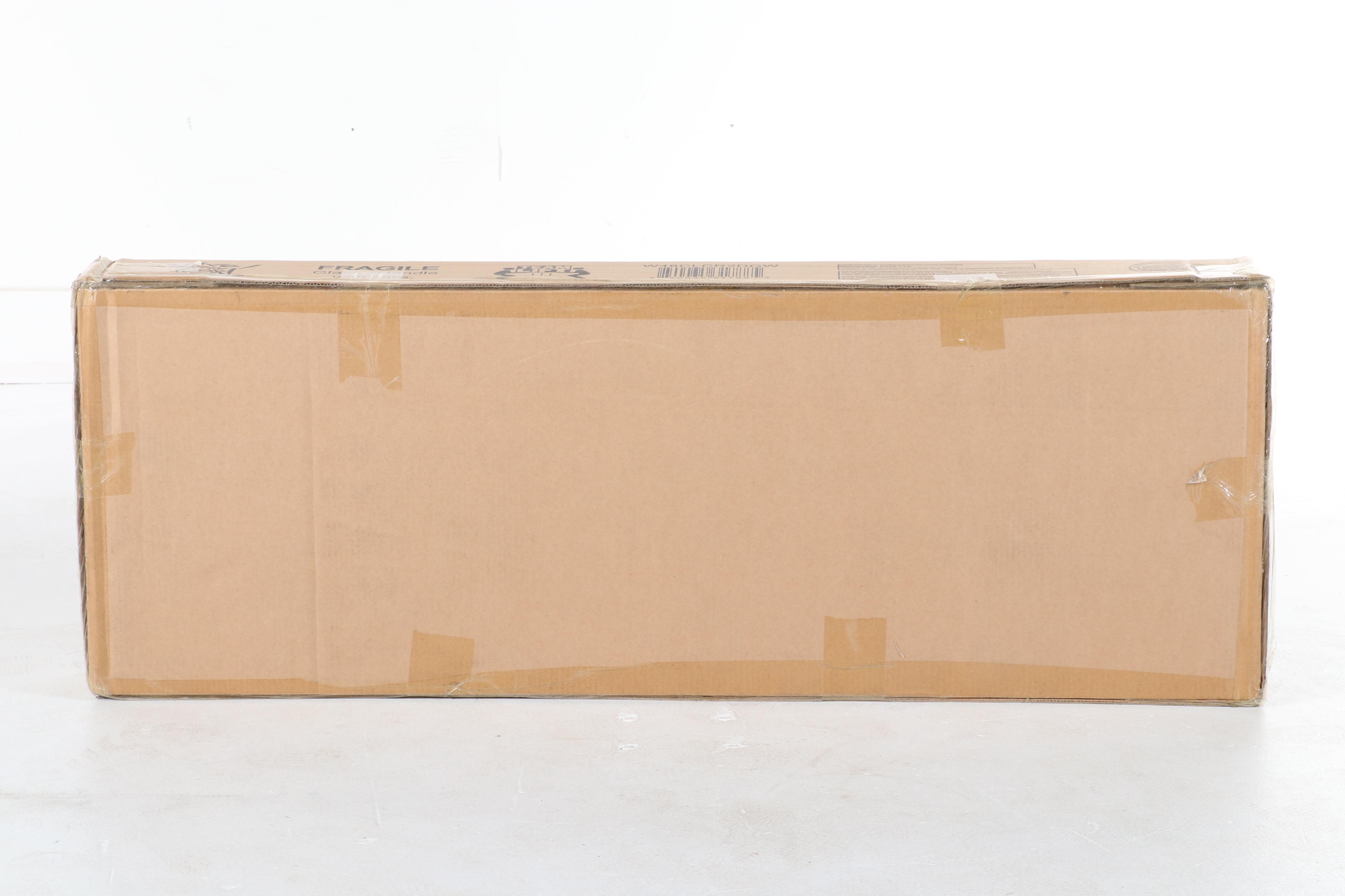 Walker Edison 48" Simple Glass Door Corner TV Stand in Grey Wash