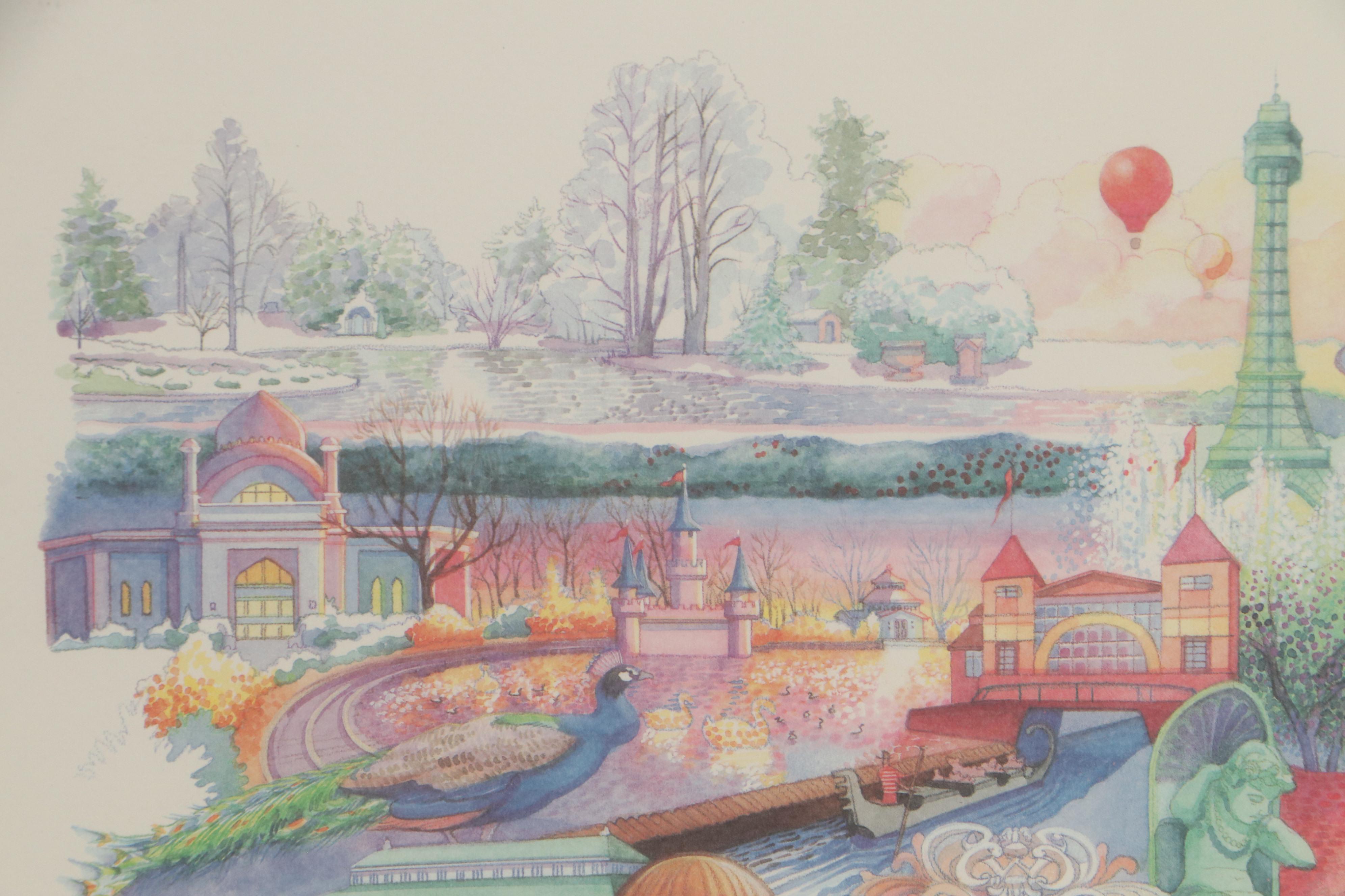 Jan Brown Checco Offset Lithograph "Cincinnati Parks and Public Spaces," 1989