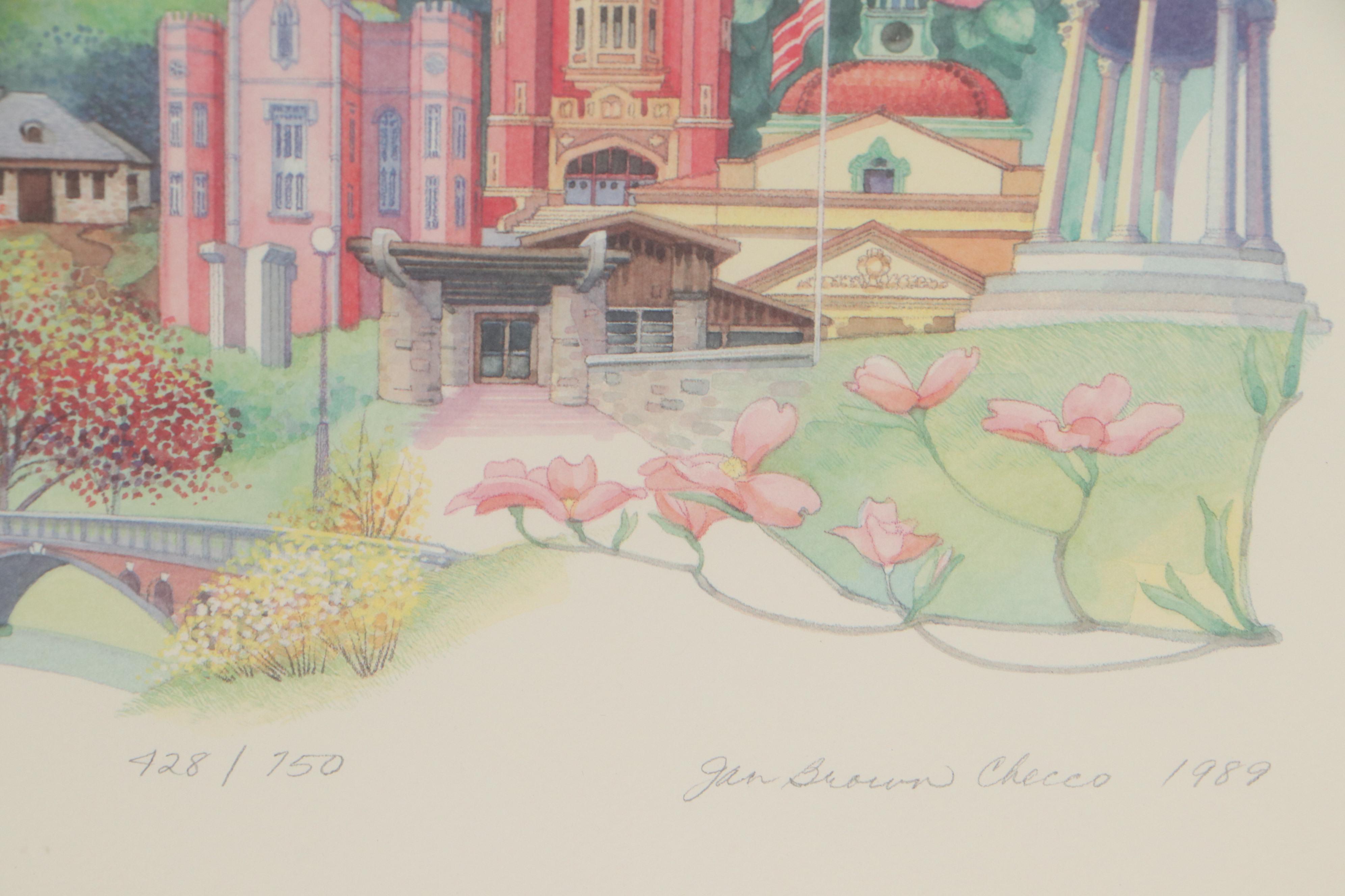 Jan Brown Checco Offset Lithograph "Cincinnati Parks and Public Spaces," 1989