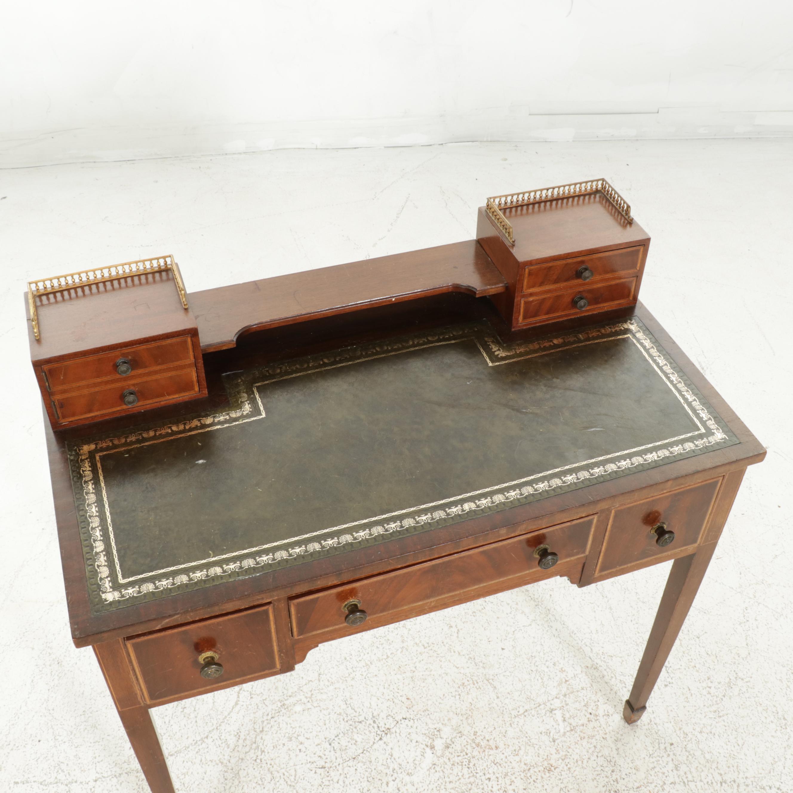 Louis XVI Style Line-Inlaid Mahogany Bonheur du Jour Writing Desk