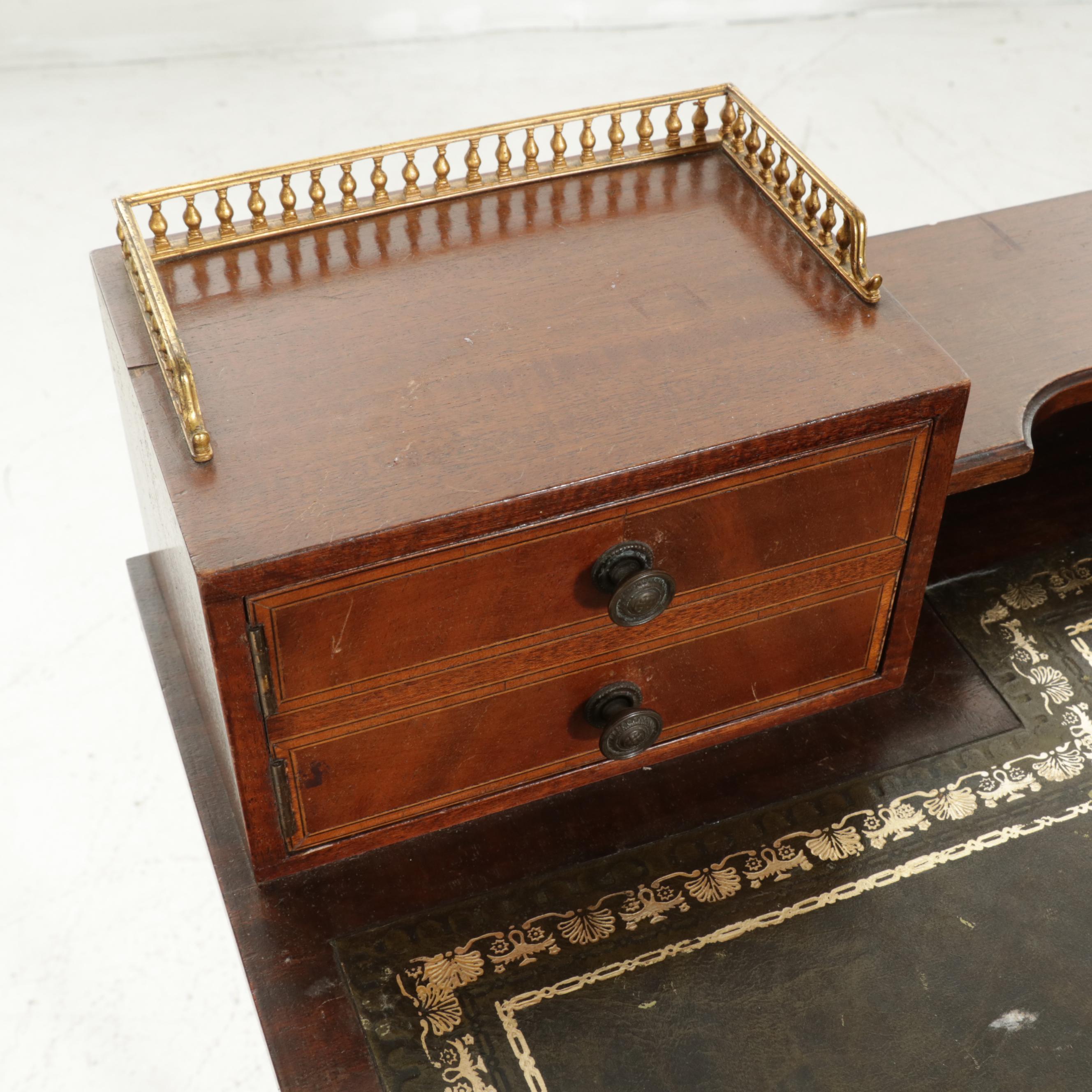 Louis XVI Style Line-Inlaid Mahogany Bonheur du Jour Writing Desk