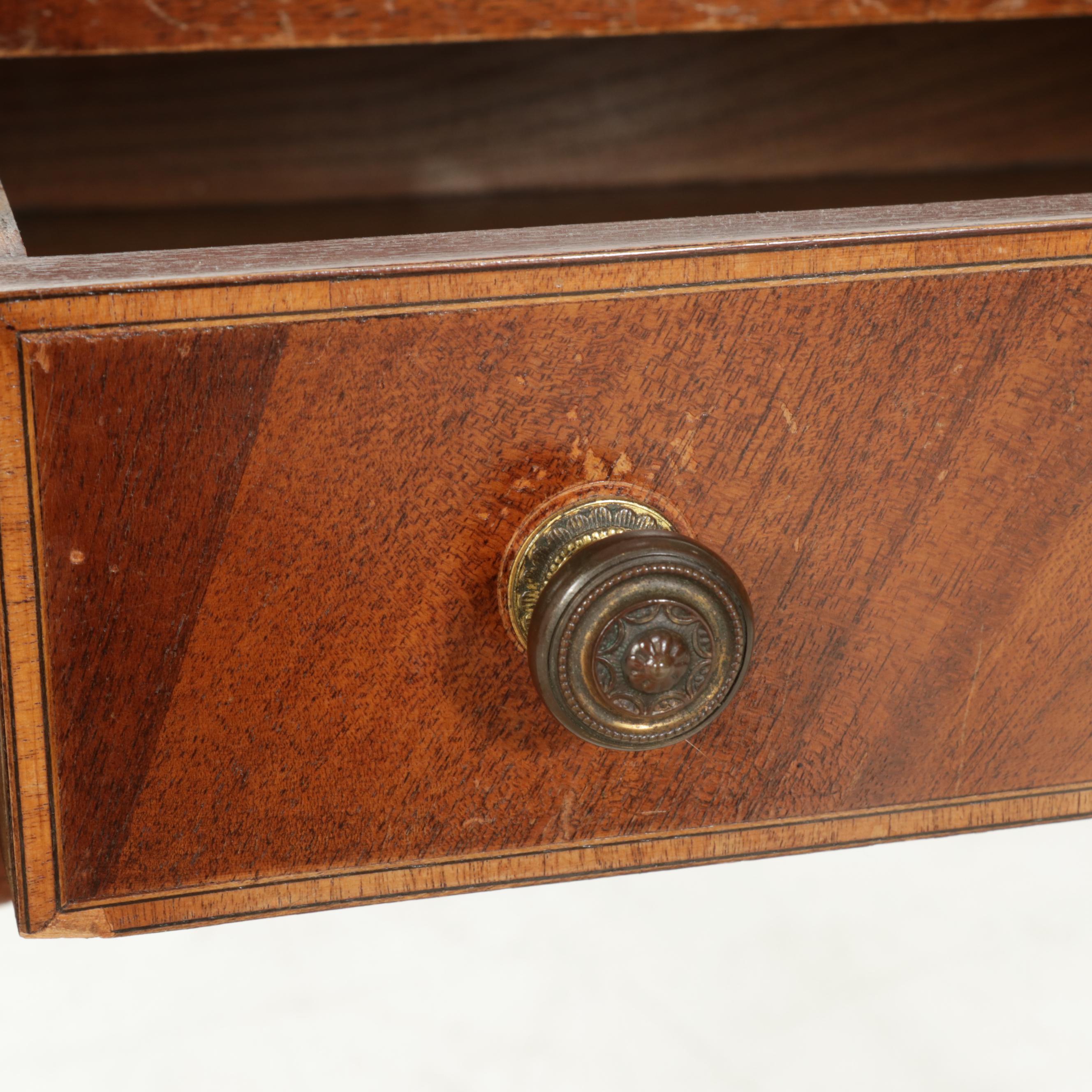Louis XVI Style Line-Inlaid Mahogany Bonheur du Jour Writing Desk