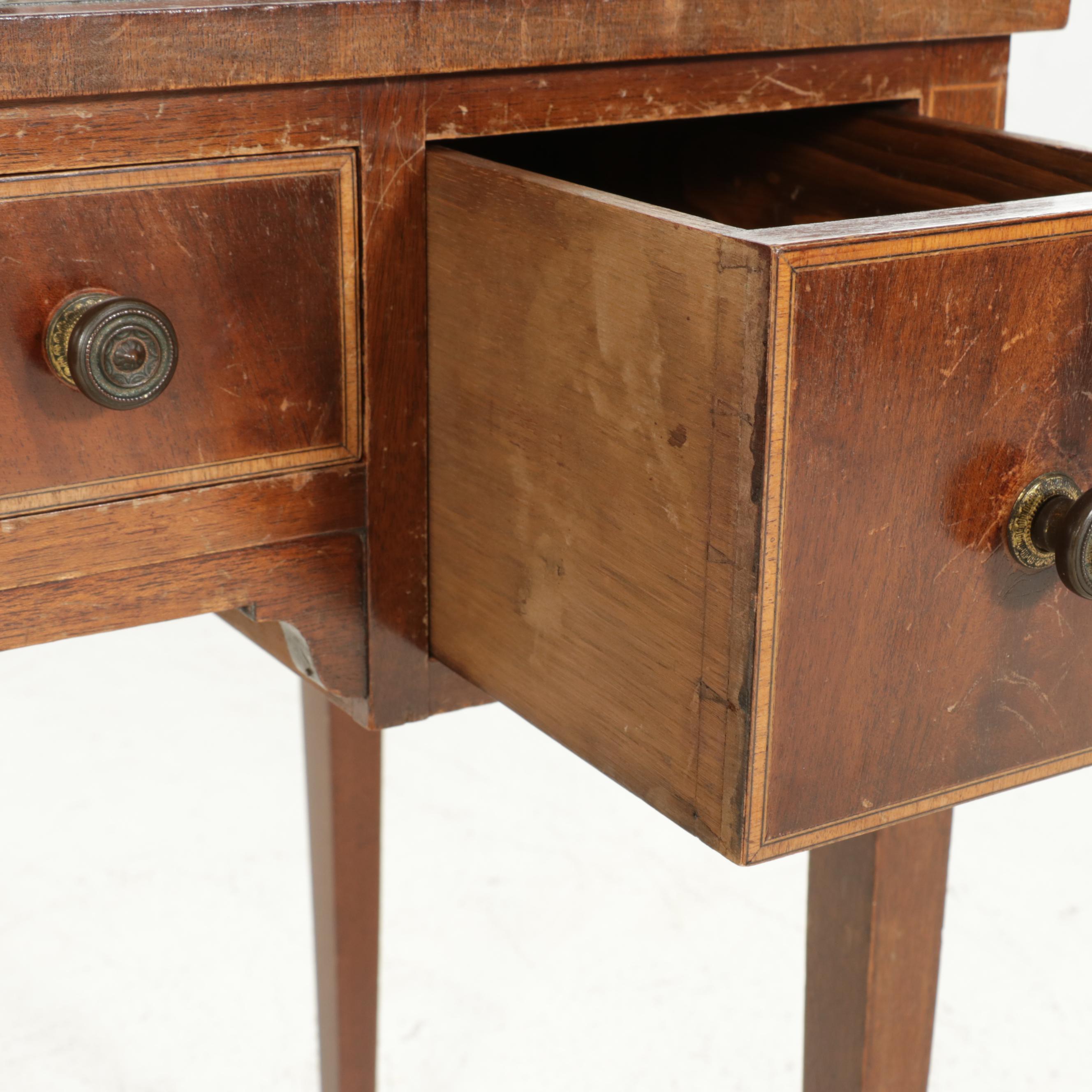 Louis XVI Style Line-Inlaid Mahogany Bonheur du Jour Writing Desk