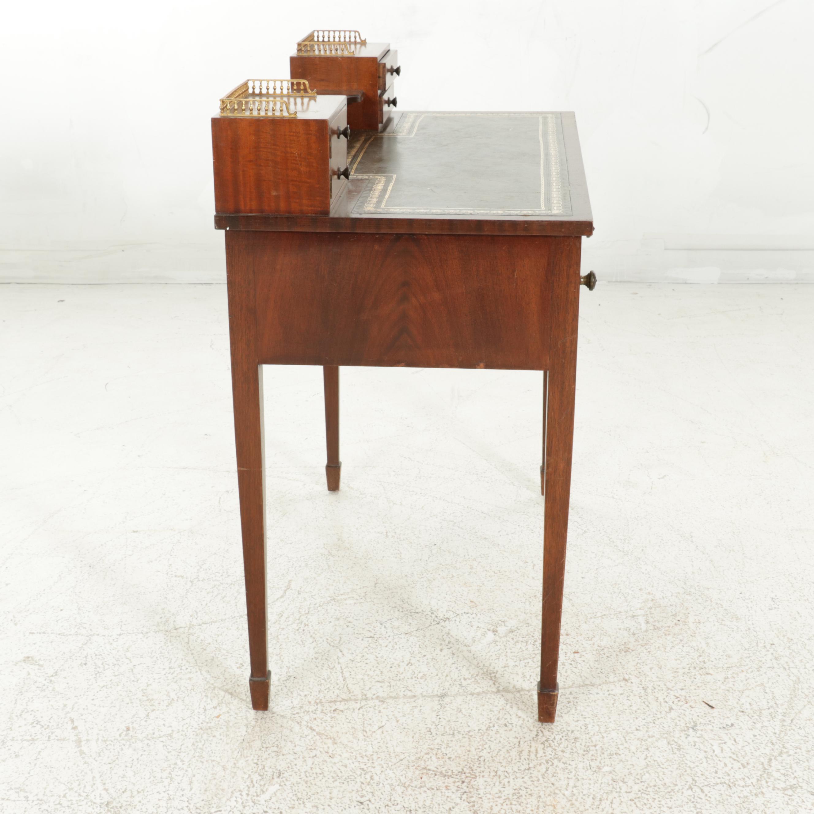 Louis XVI Style Line-Inlaid Mahogany Bonheur du Jour Writing Desk