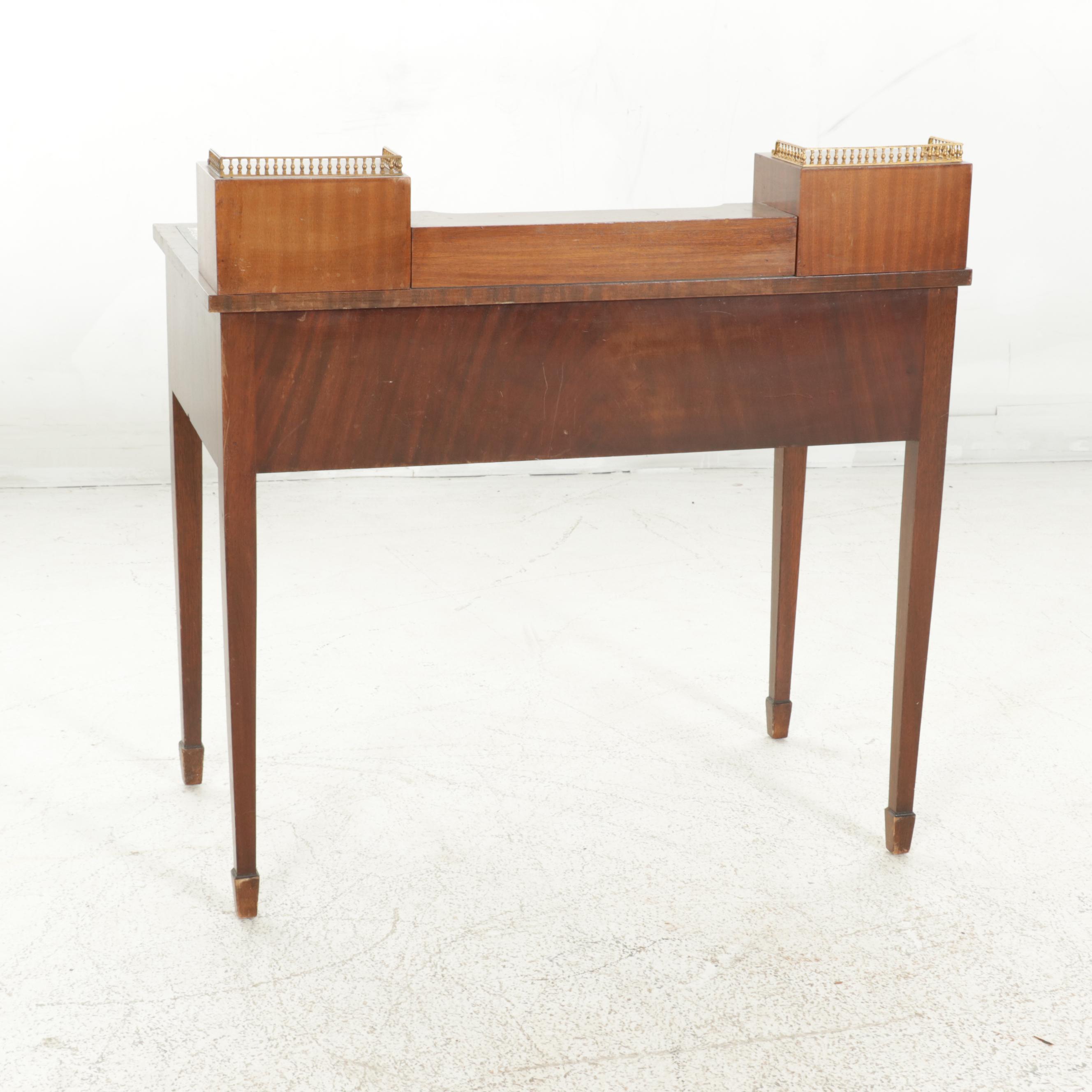 Louis XVI Style Line-Inlaid Mahogany Bonheur du Jour Writing Desk
