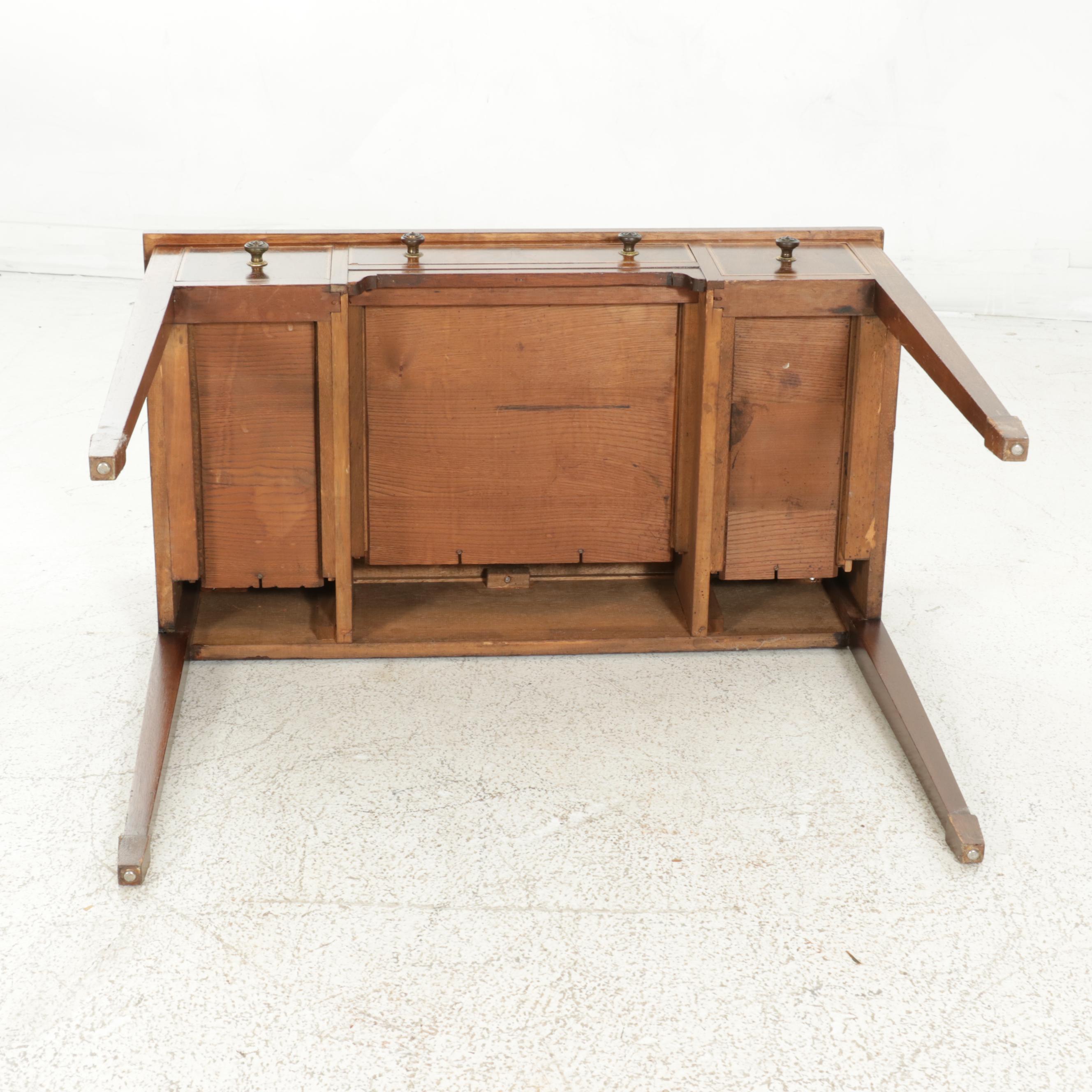 Louis XVI Style Line-Inlaid Mahogany Bonheur du Jour Writing Desk