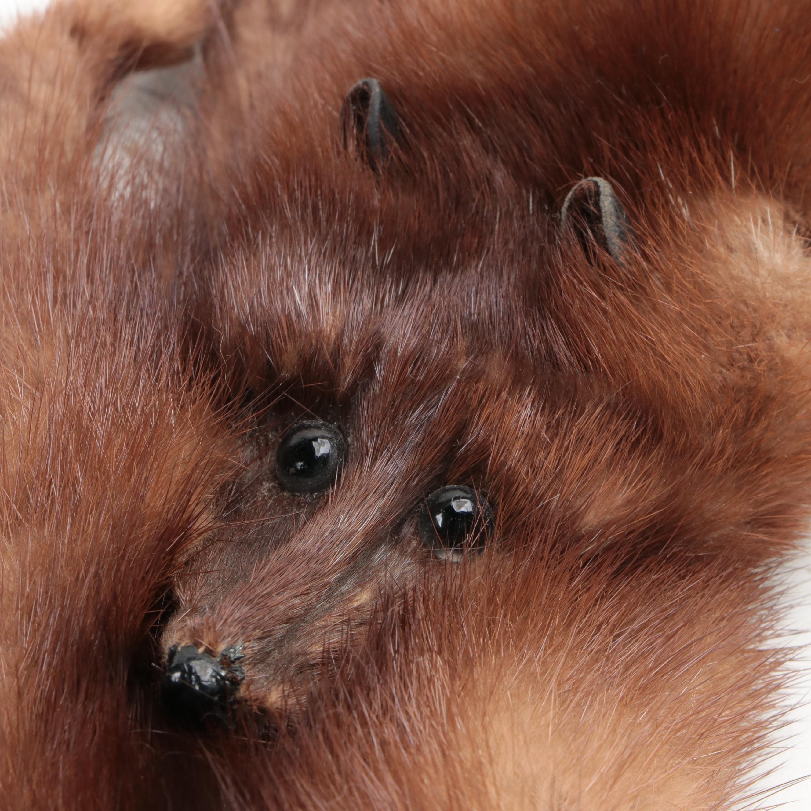 Demi Buff Brown Mink Fur Pelt Stole-Scarf