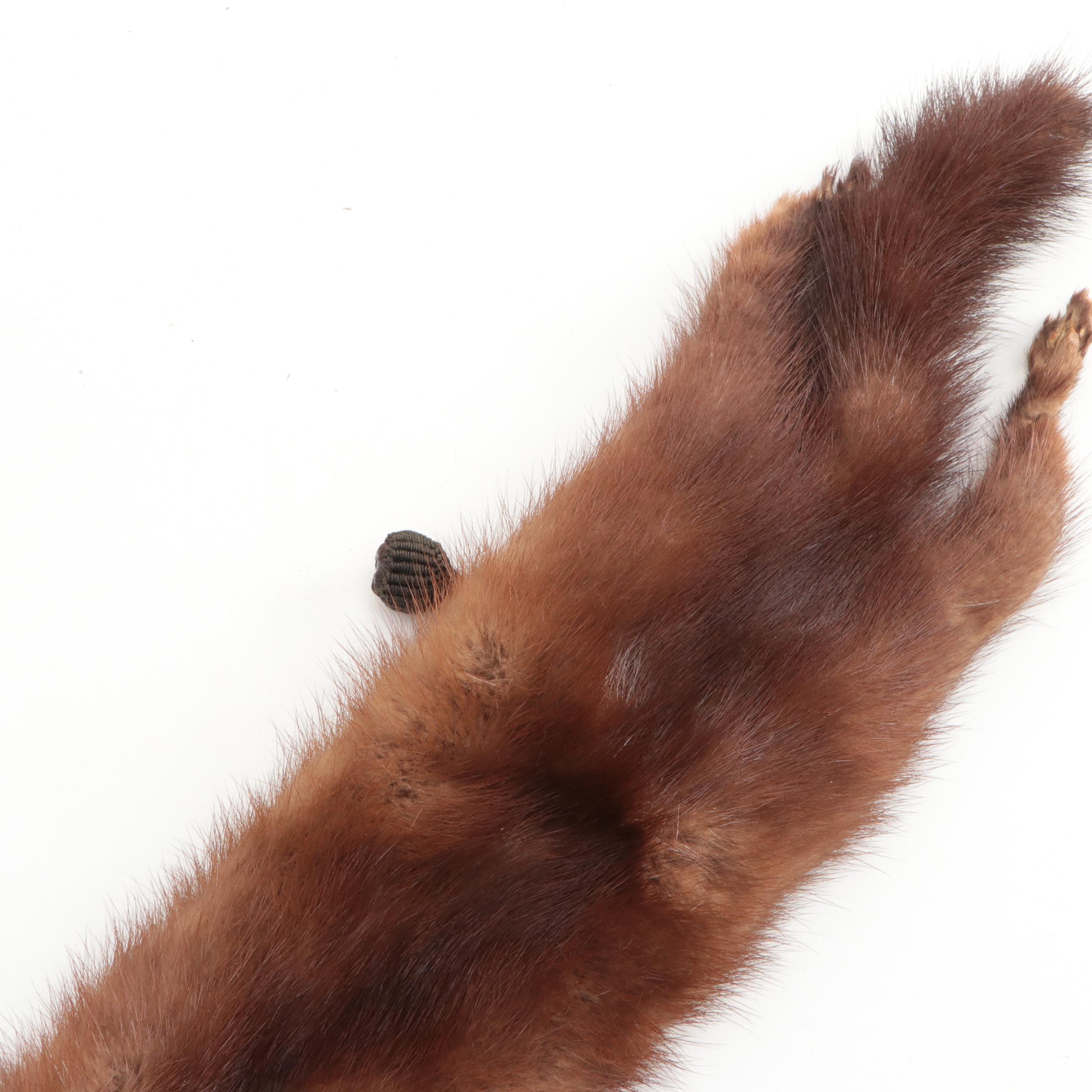 Demi Buff Brown Mink Fur Pelt Stole-Scarf