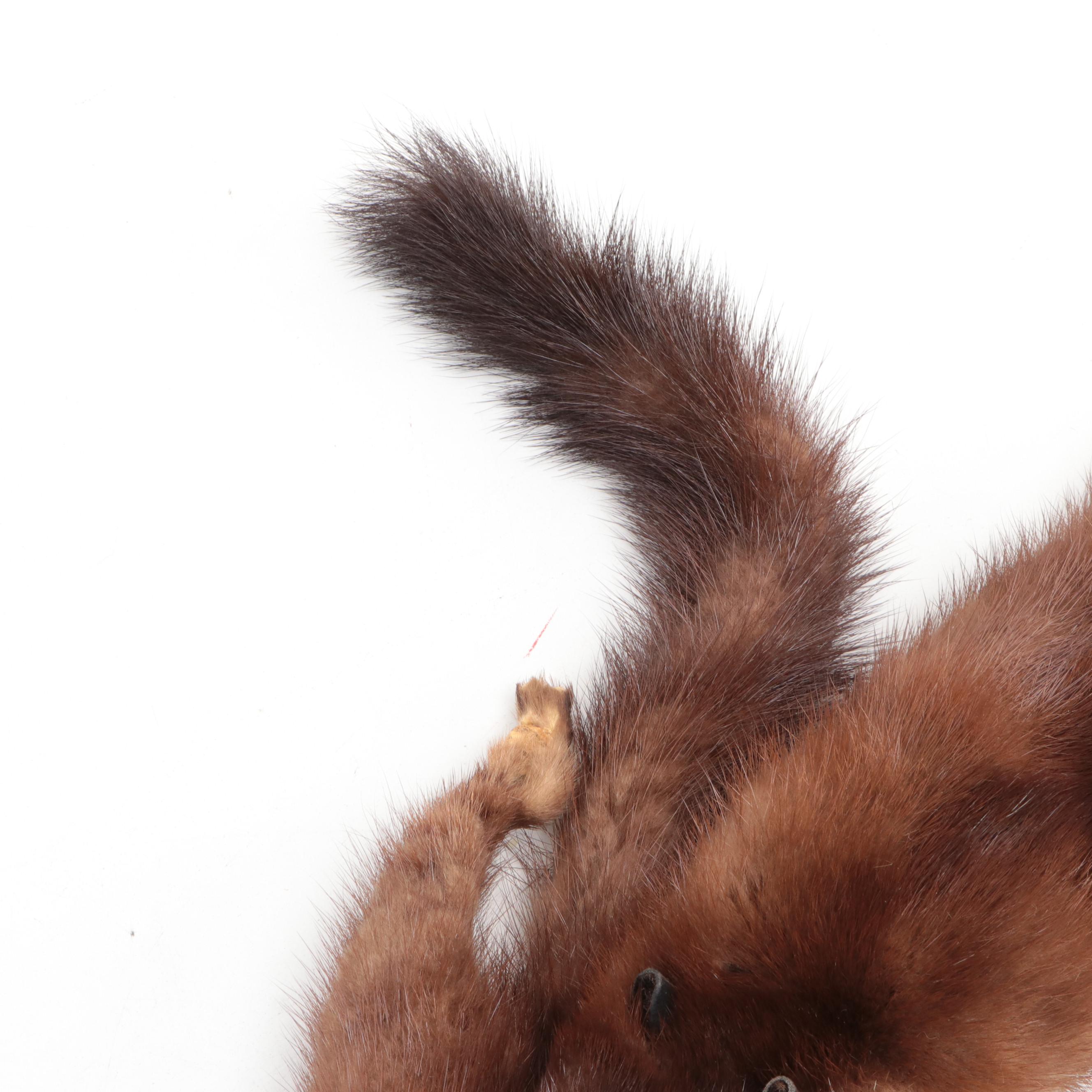 Demi Buff Brown Mink Fur Pelt Stole-Scarf