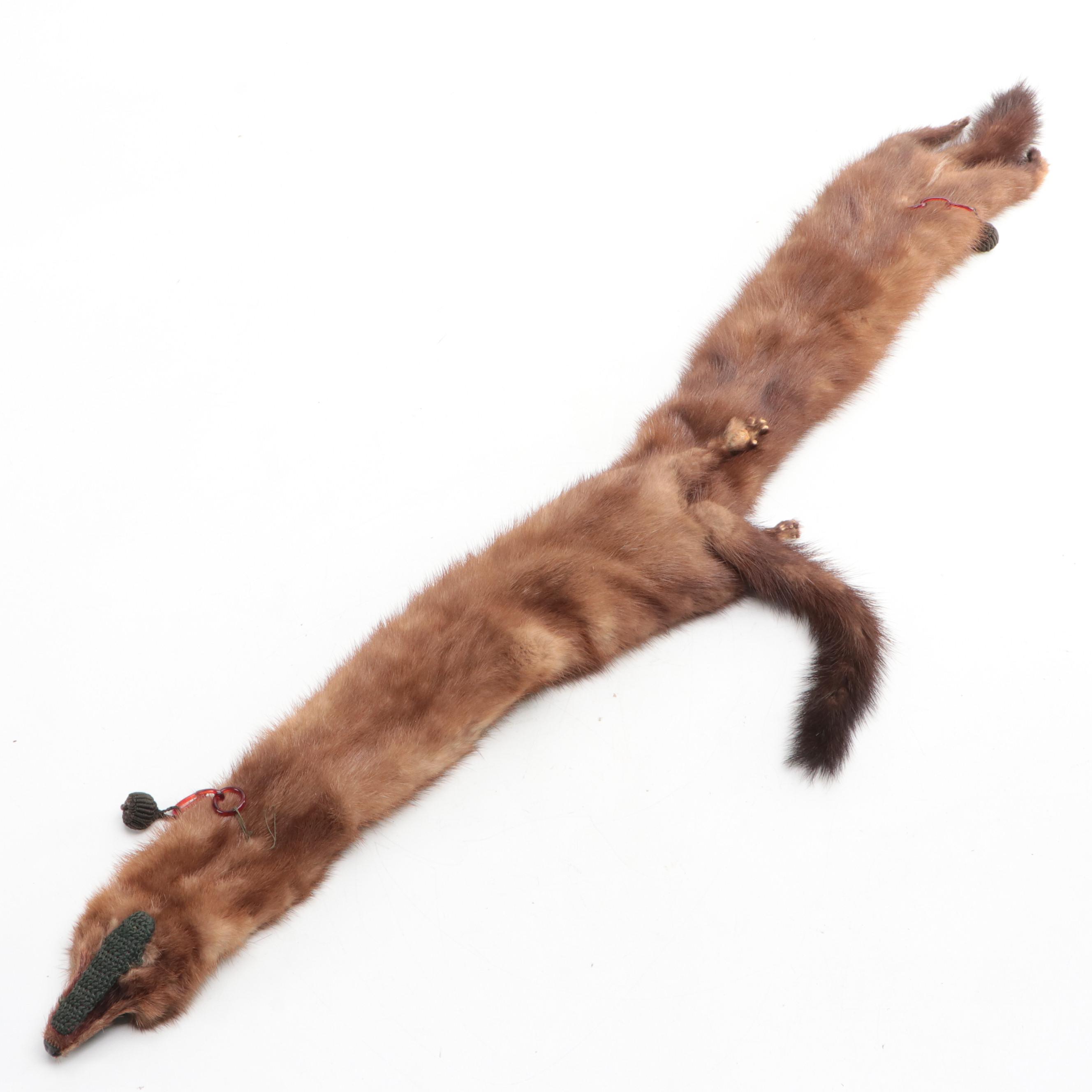 Demi Buff Brown Mink Fur Pelt Stole-Scarf