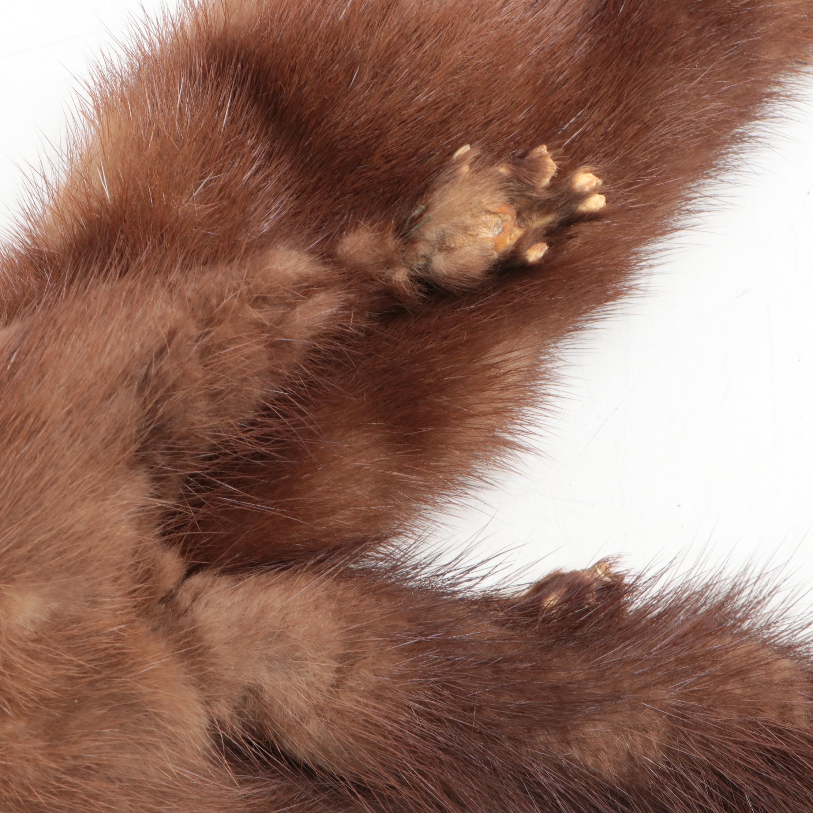 Demi Buff Brown Mink Fur Pelt Stole-Scarf