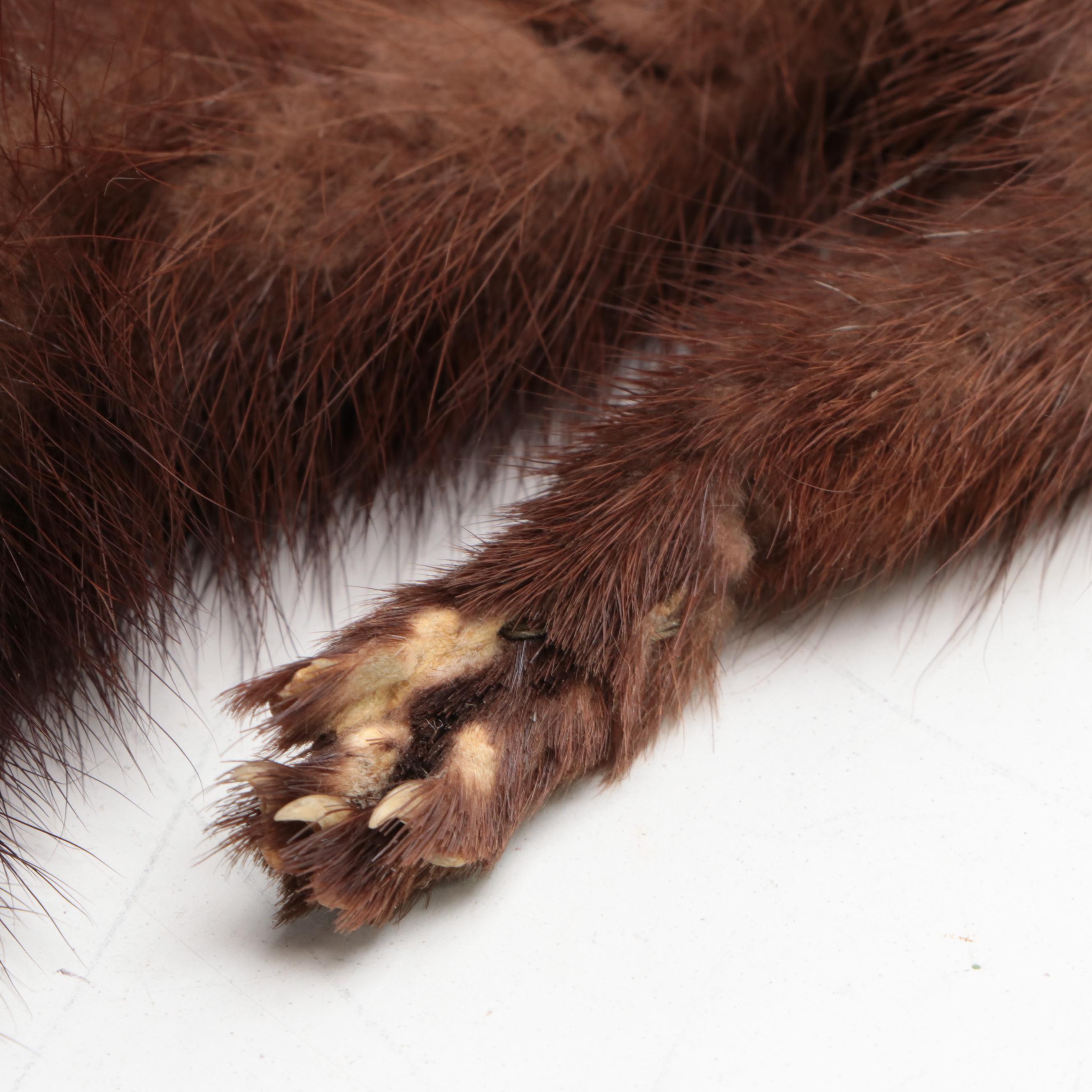 Demi Buff Brown Mink Fur Pelt Stole-Scarf