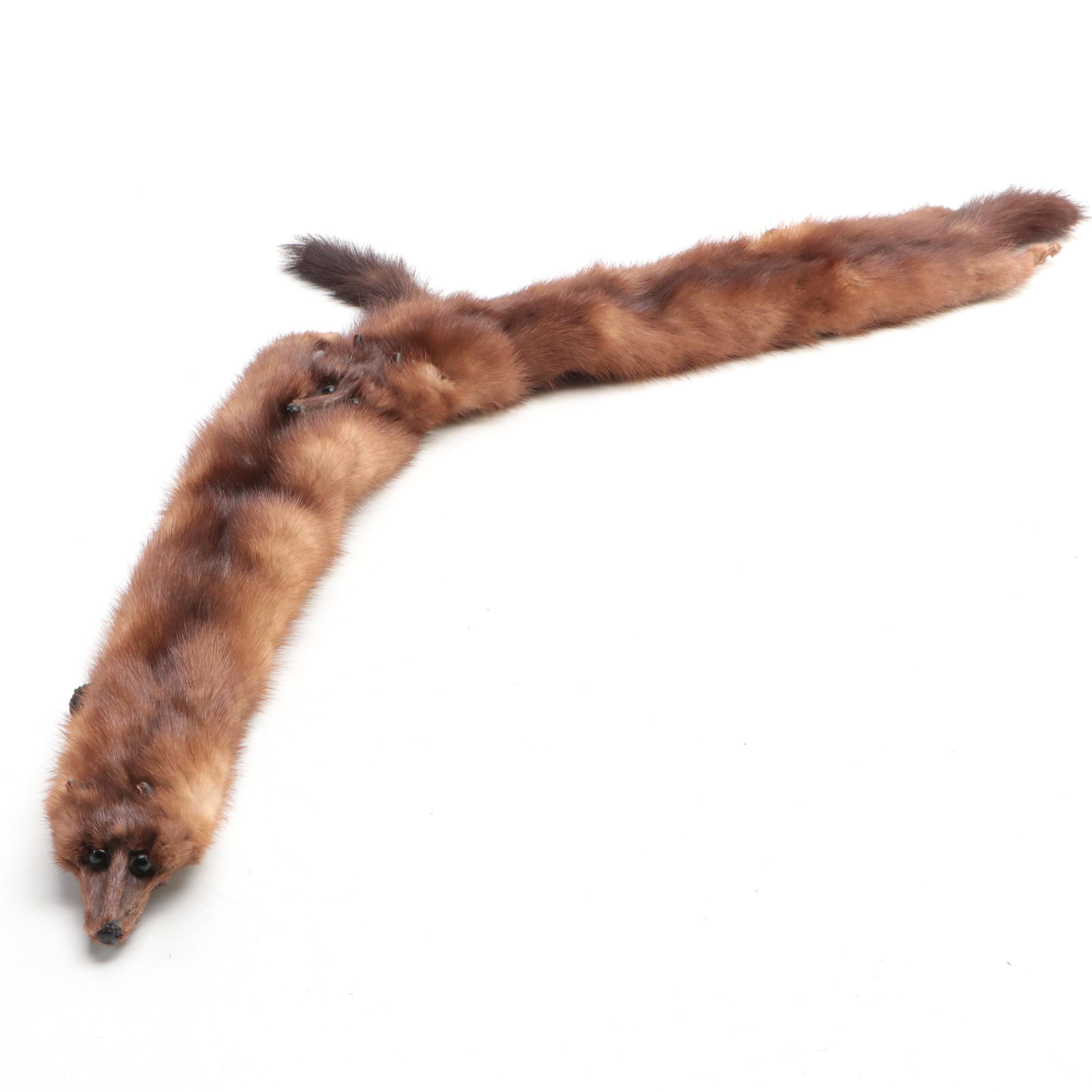 Demi Buff Brown Mink Fur Pelt Stole-Scarf