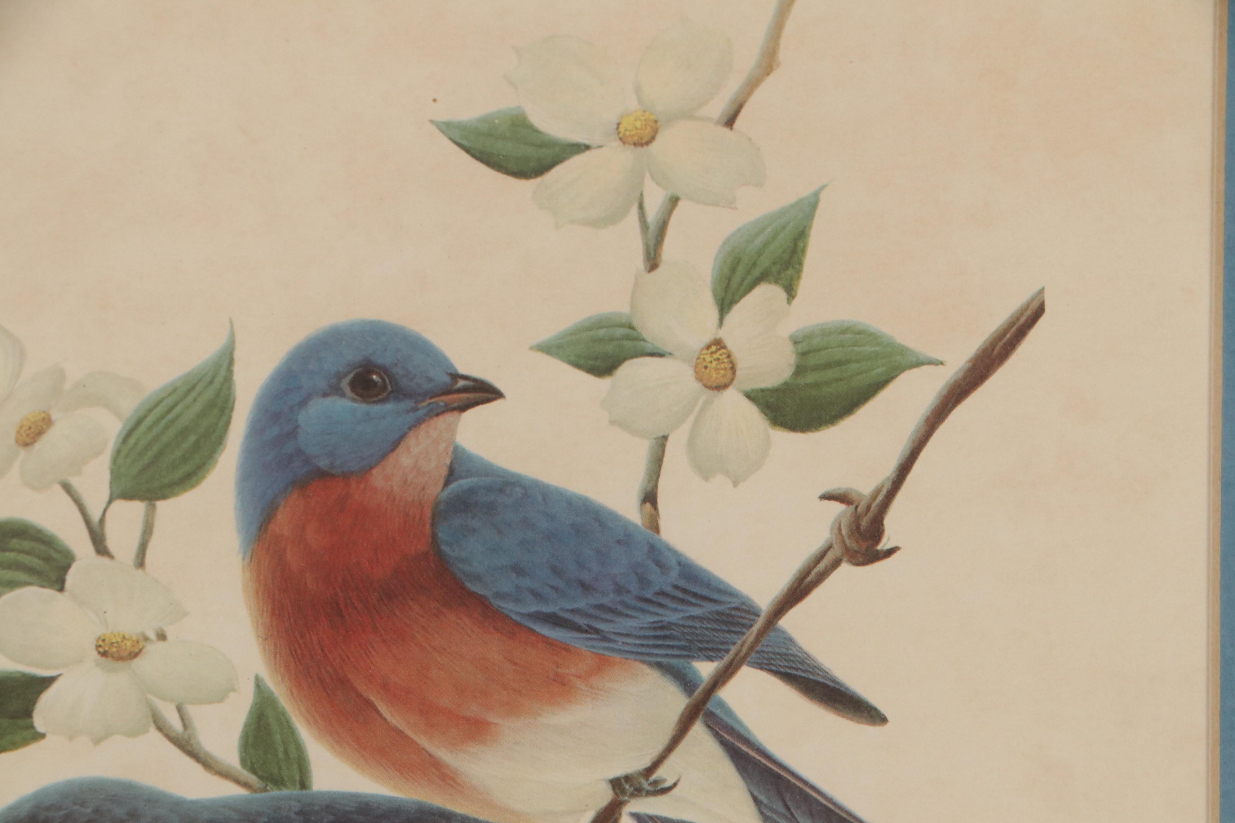 John A. Ruthven Offset Lithograph "Bluebirds"