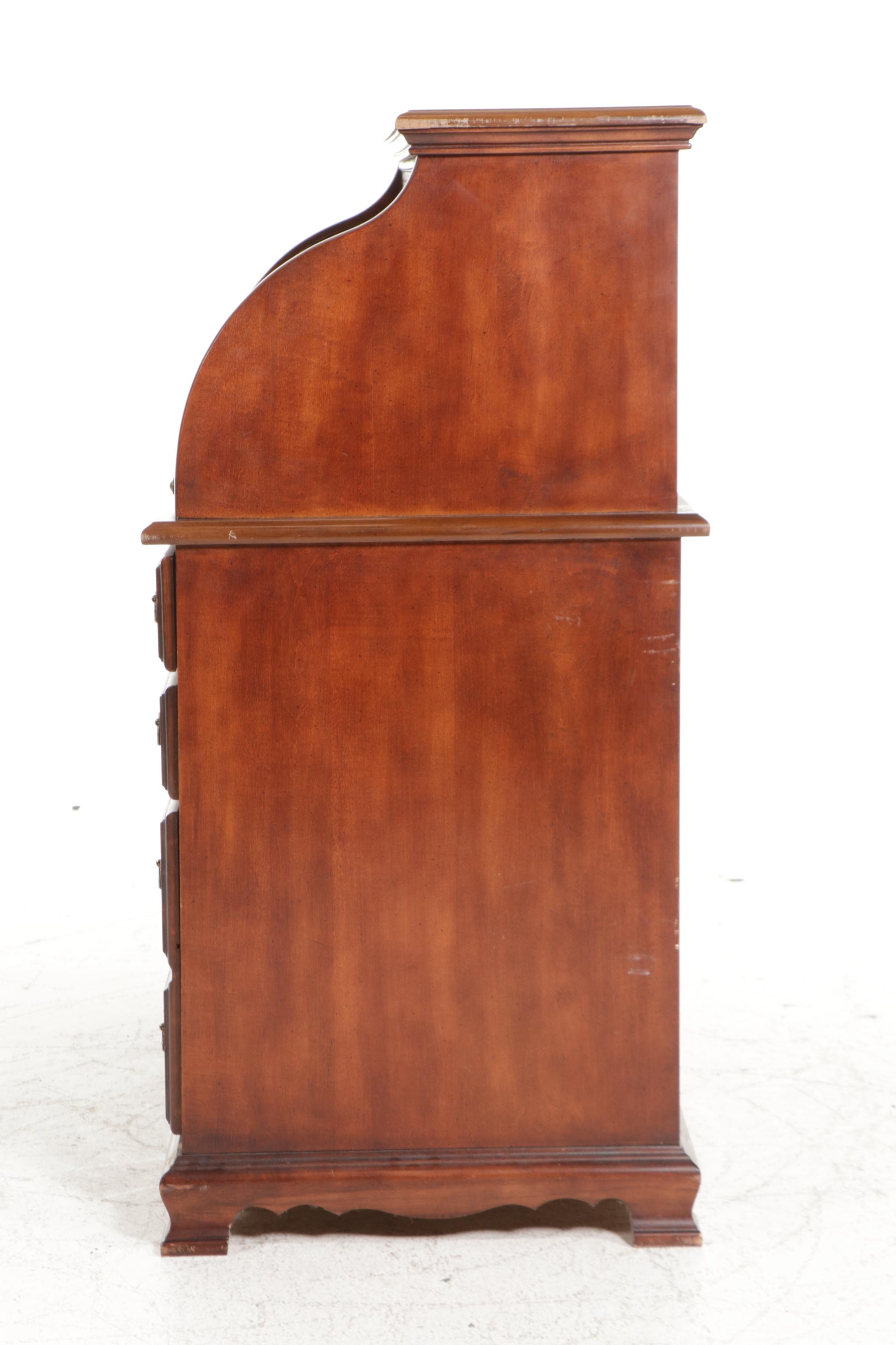 Chippendale Style Cherry Roll-Top Desk with Broyhill Chair