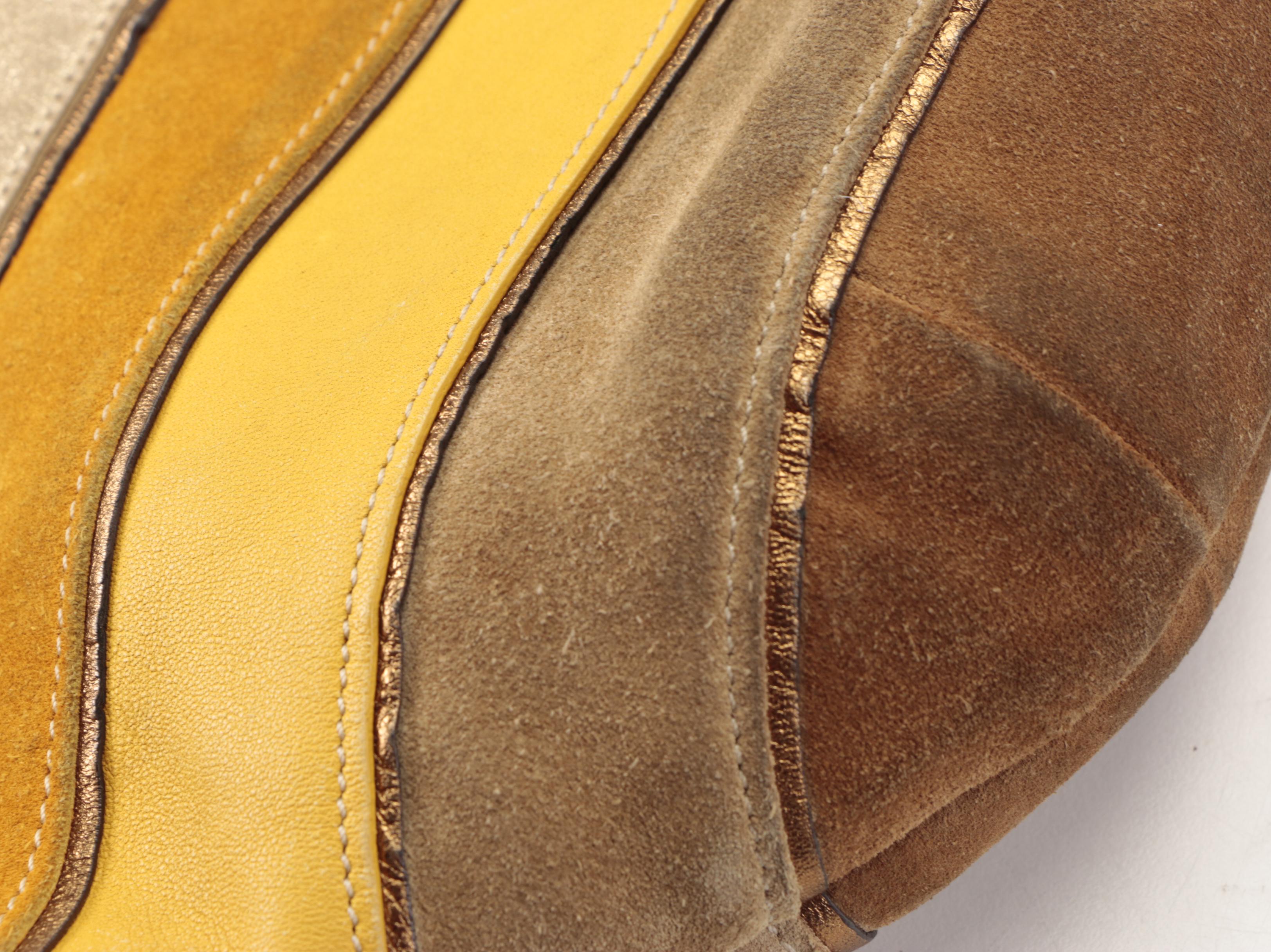 Coach Chevron Shoulder Bag in Suede and Leather with Tassel Zip