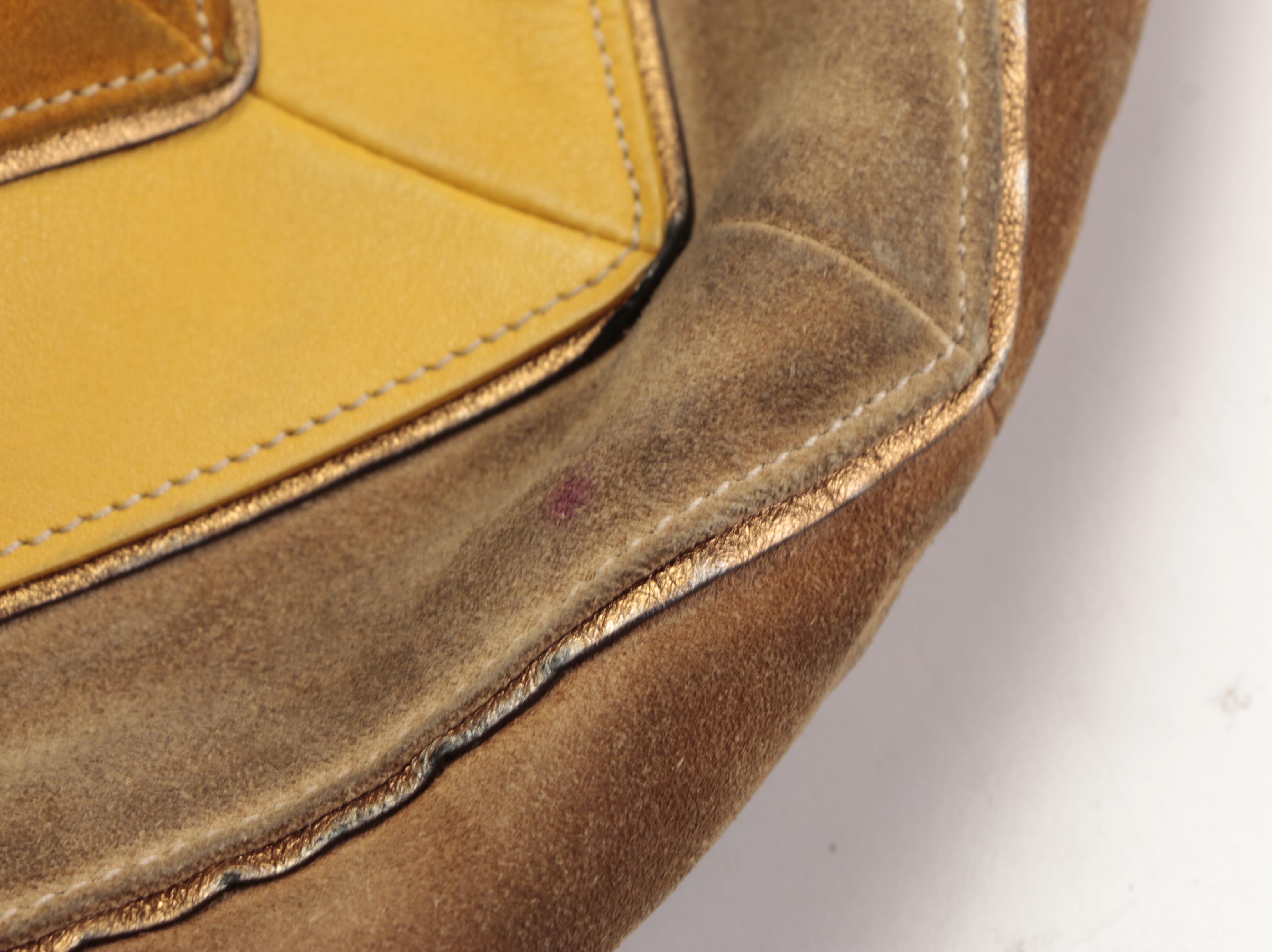 Coach Chevron Shoulder Bag in Suede and Leather with Tassel Zip