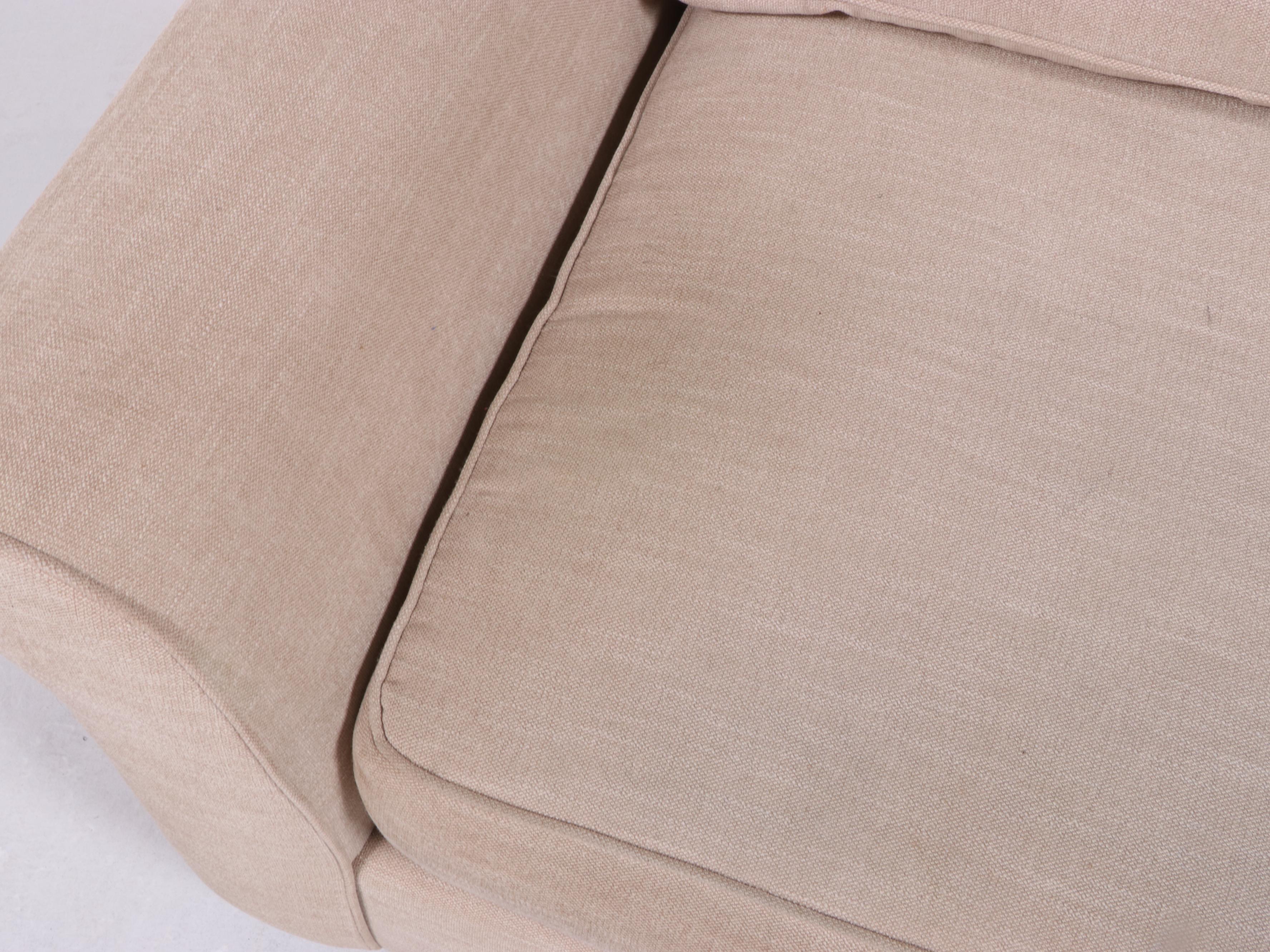 Pottery Barn Cream Fabric Upholstered Roll Arm Loveseat