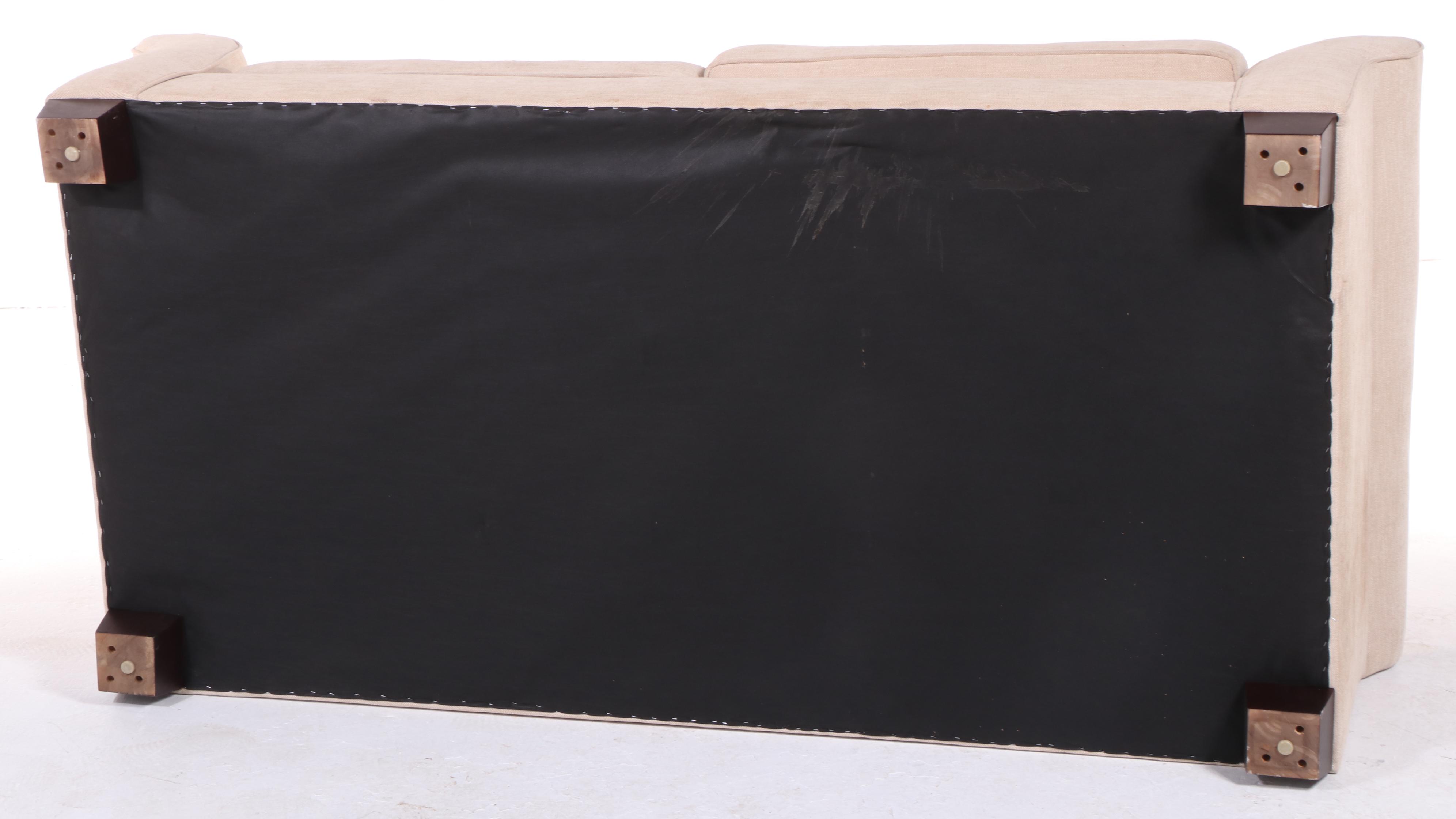 Pottery Barn Cream Fabric Upholstered Roll Arm Loveseat