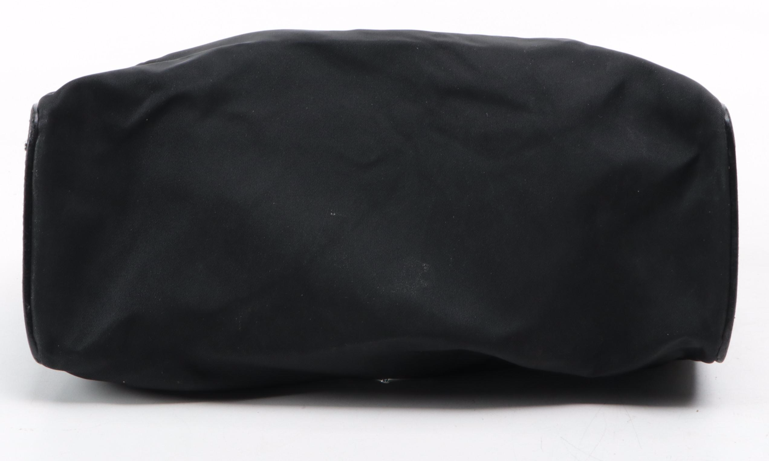 Prada Shoulder Bag in Black Nylon Tessuto and Leather with Braided Strap