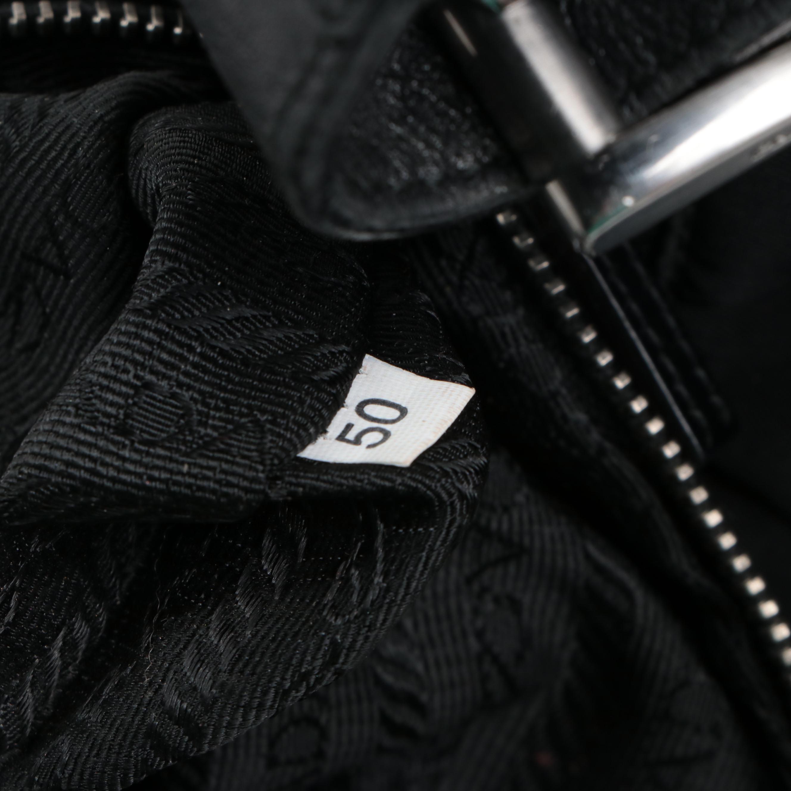 Prada Shoulder Bag in Black Nylon Tessuto and Leather with Braided Strap