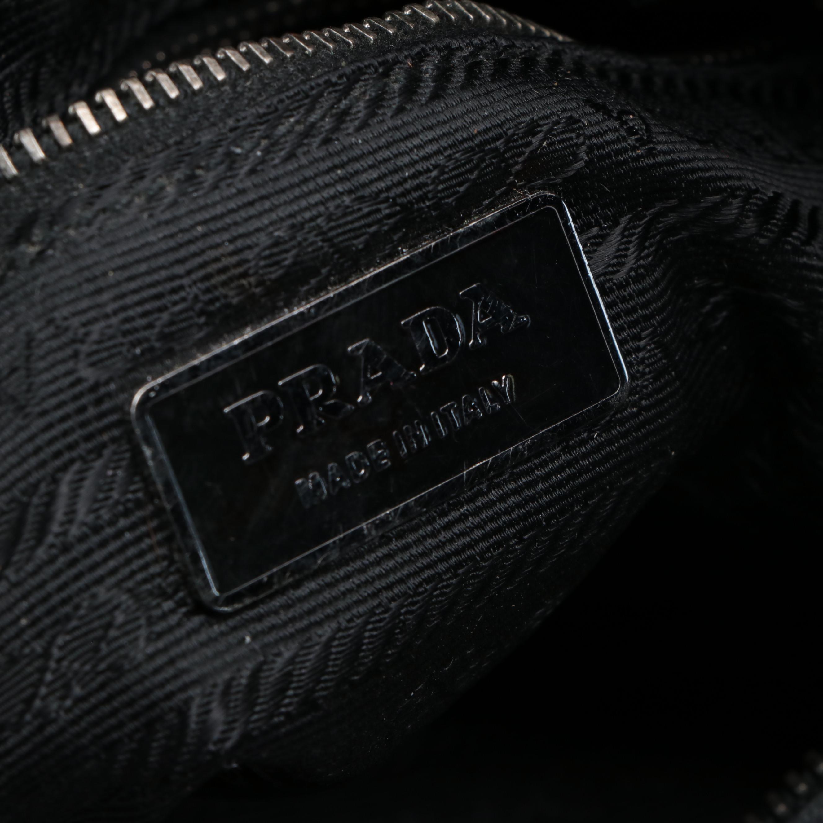 Prada Shoulder Bag in Black Nylon Tessuto and Leather with Braided Strap