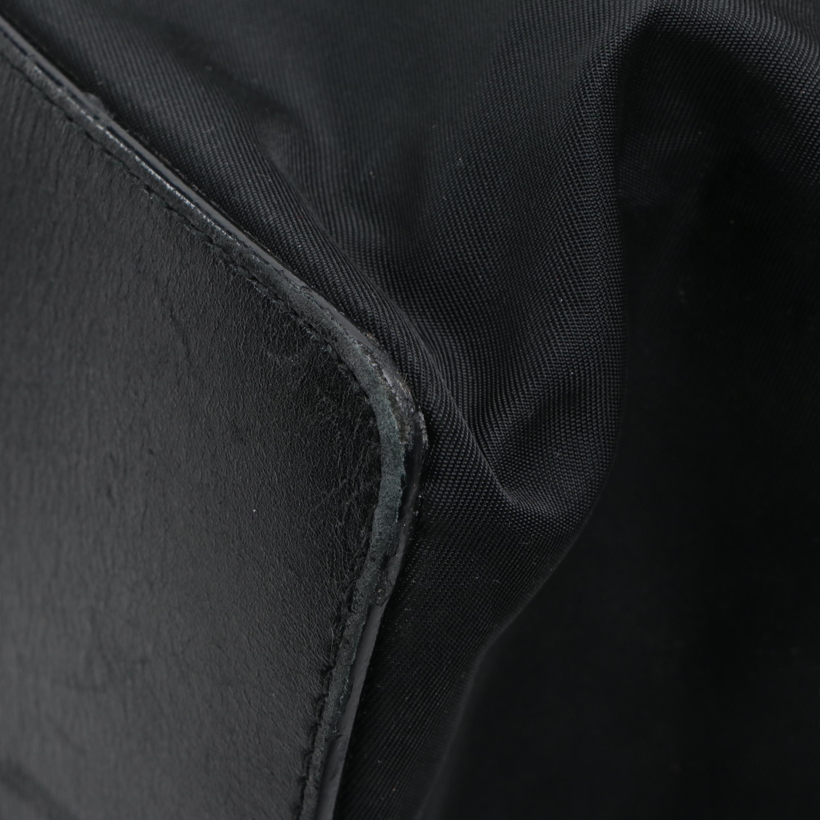 Prada Shoulder Bag in Black Nylon Tessuto and Leather with Braided Strap