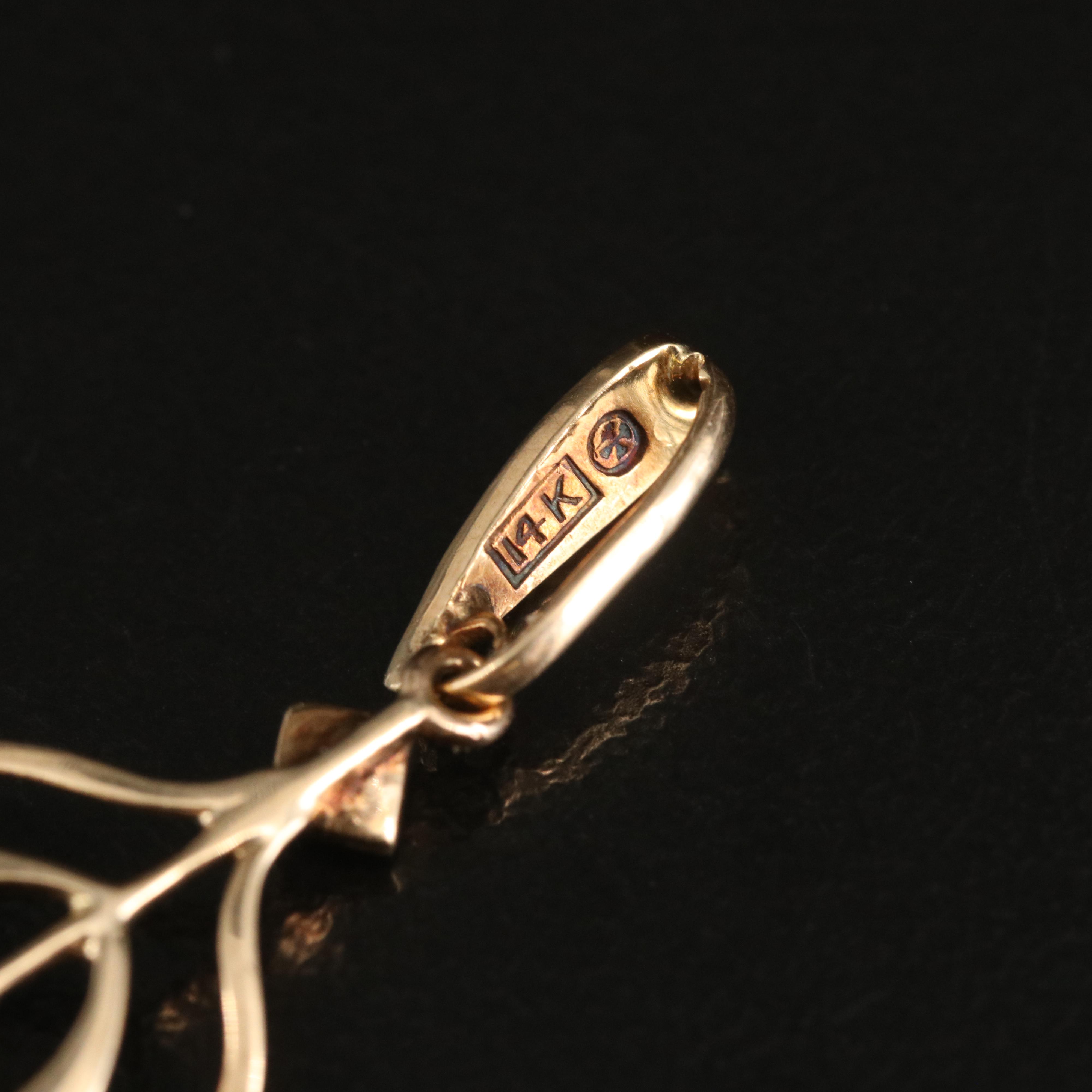 Art Nouveau 14K Sapphire and Seed Pearl Lavalier