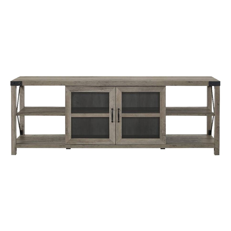 Walker Edison 70" Farmhouse Metal X TV Stand in Grey Wash