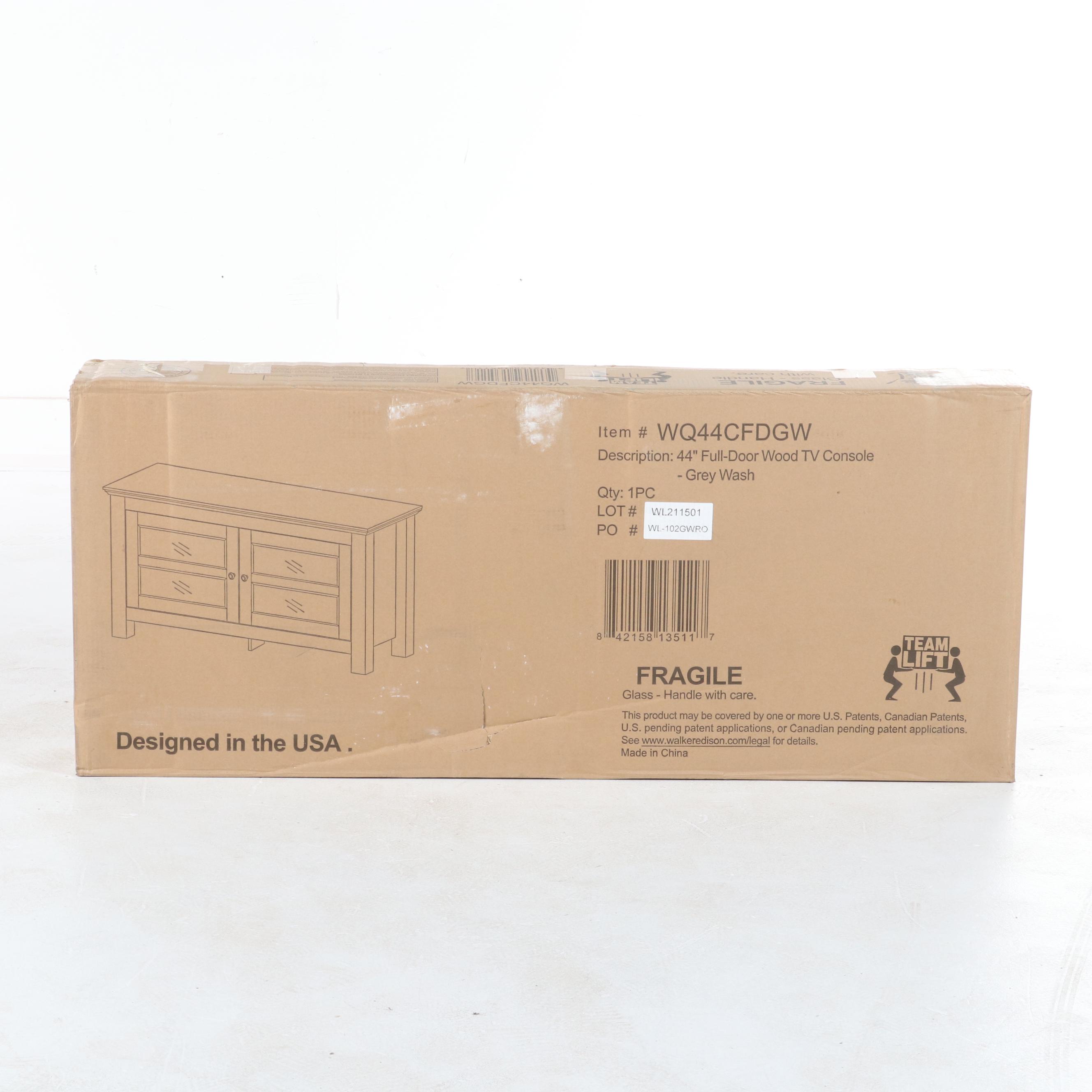 Walker Edison 44" Media Stand Storage Console in Grey Wash