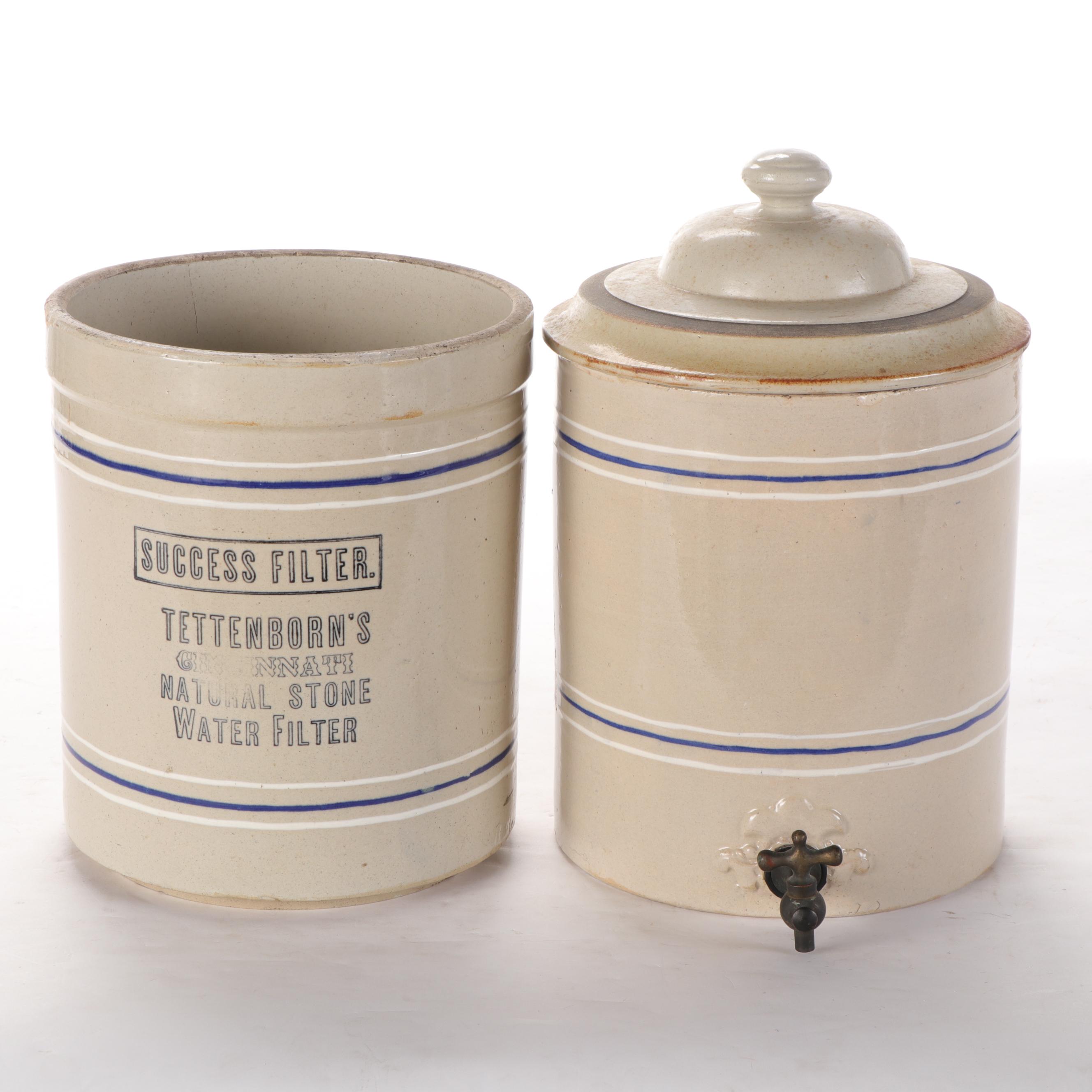 Tetenborn's Success Filter Stoneware Water Cooler, Early 20th Century