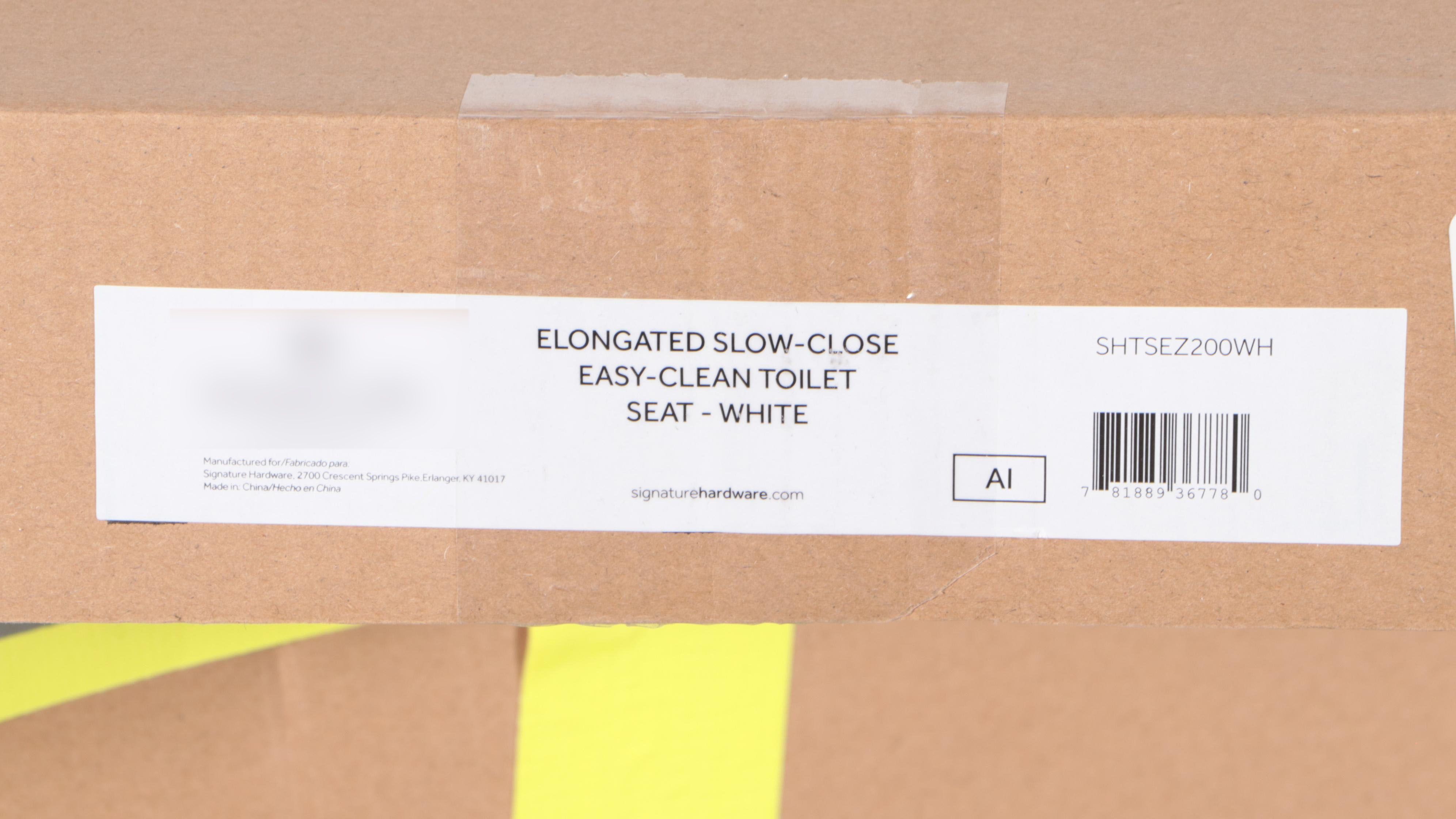 White Porcelain Elongated Toilet Bowl, 12" Rough-In Tank and Slow-Close Seat