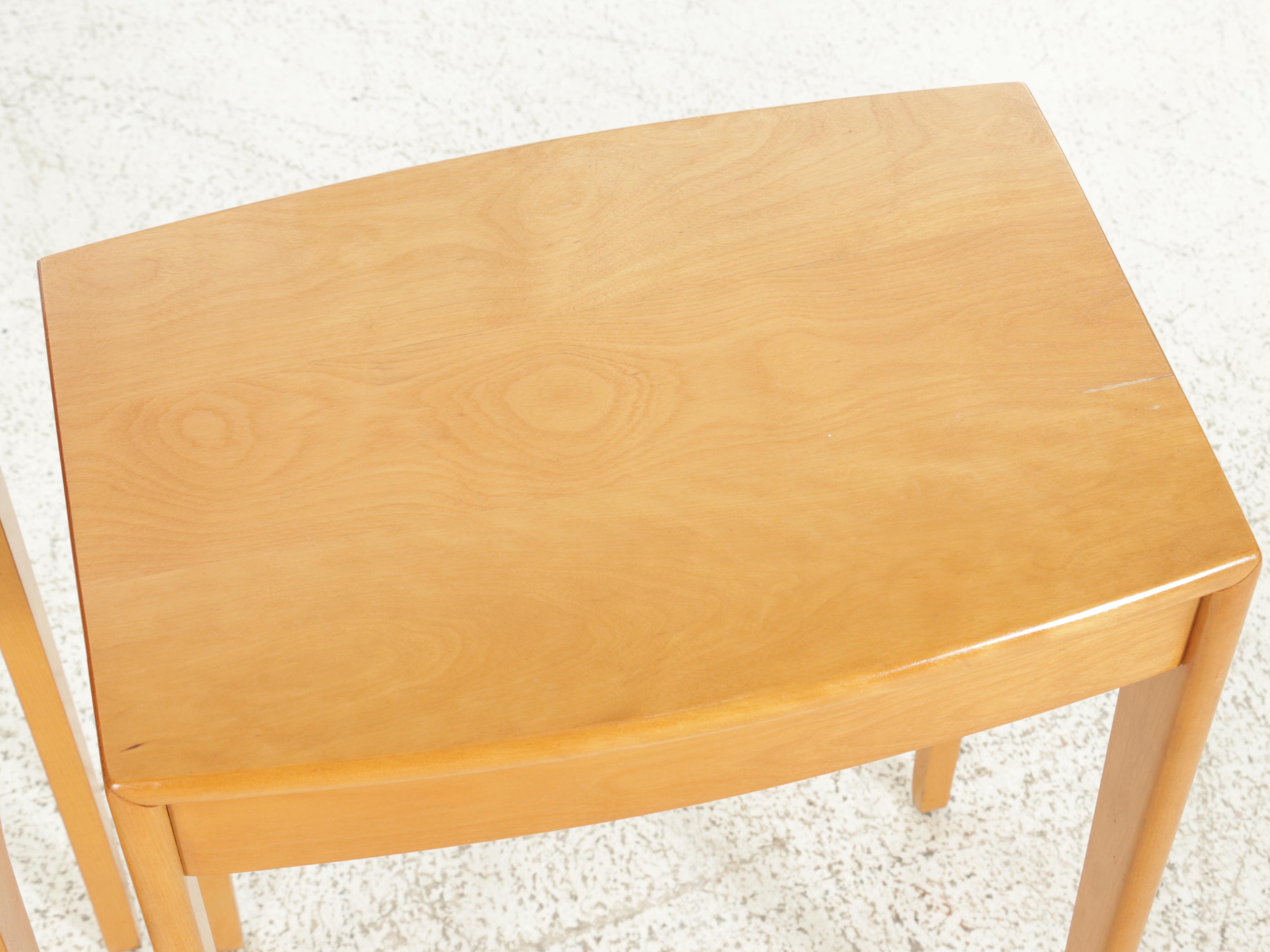 Two Heywood-Wakefield Mid Century Modern Birch Nesting Tables