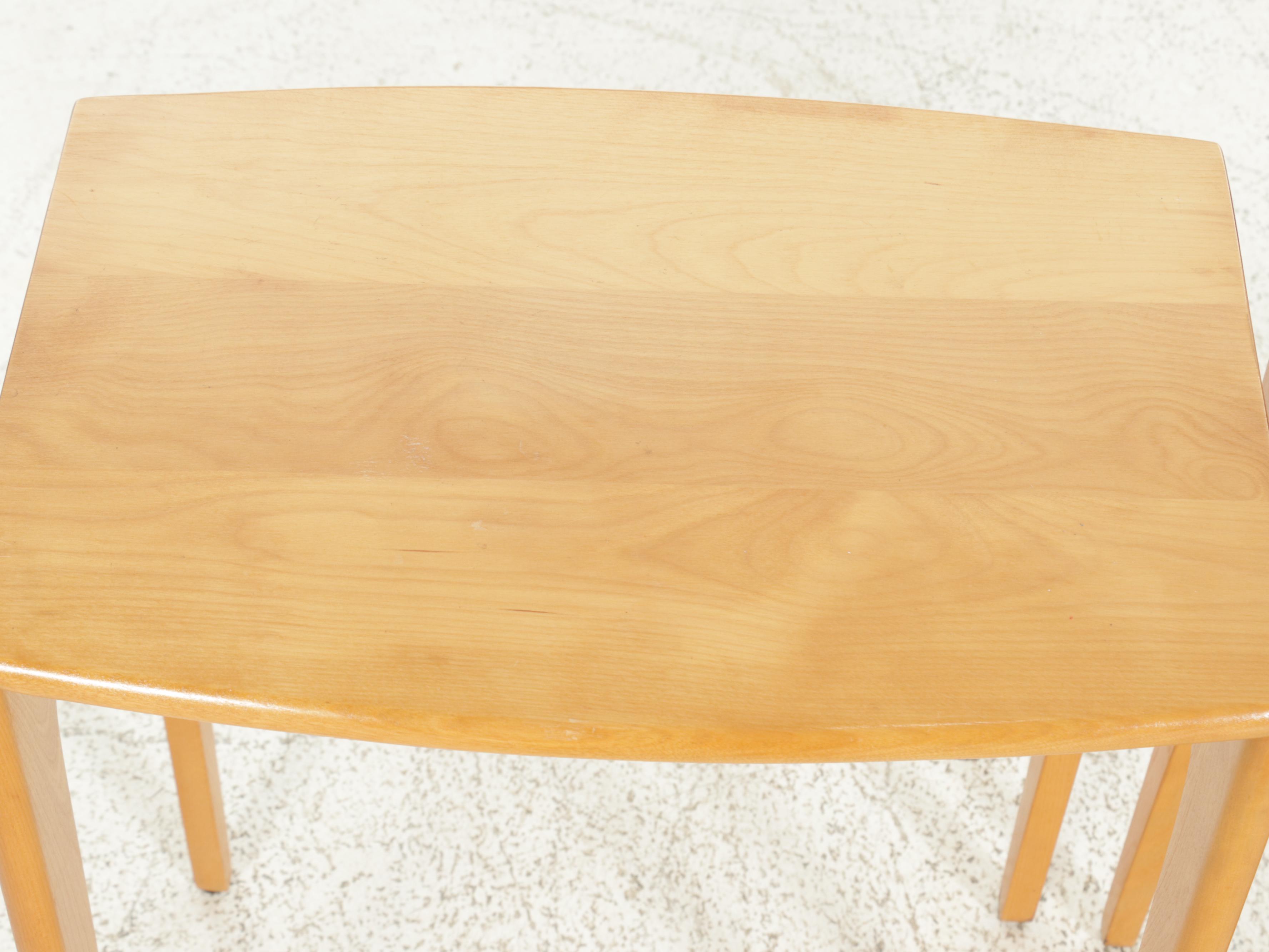 Two Heywood-Wakefield Mid Century Modern Birch Nesting Tables