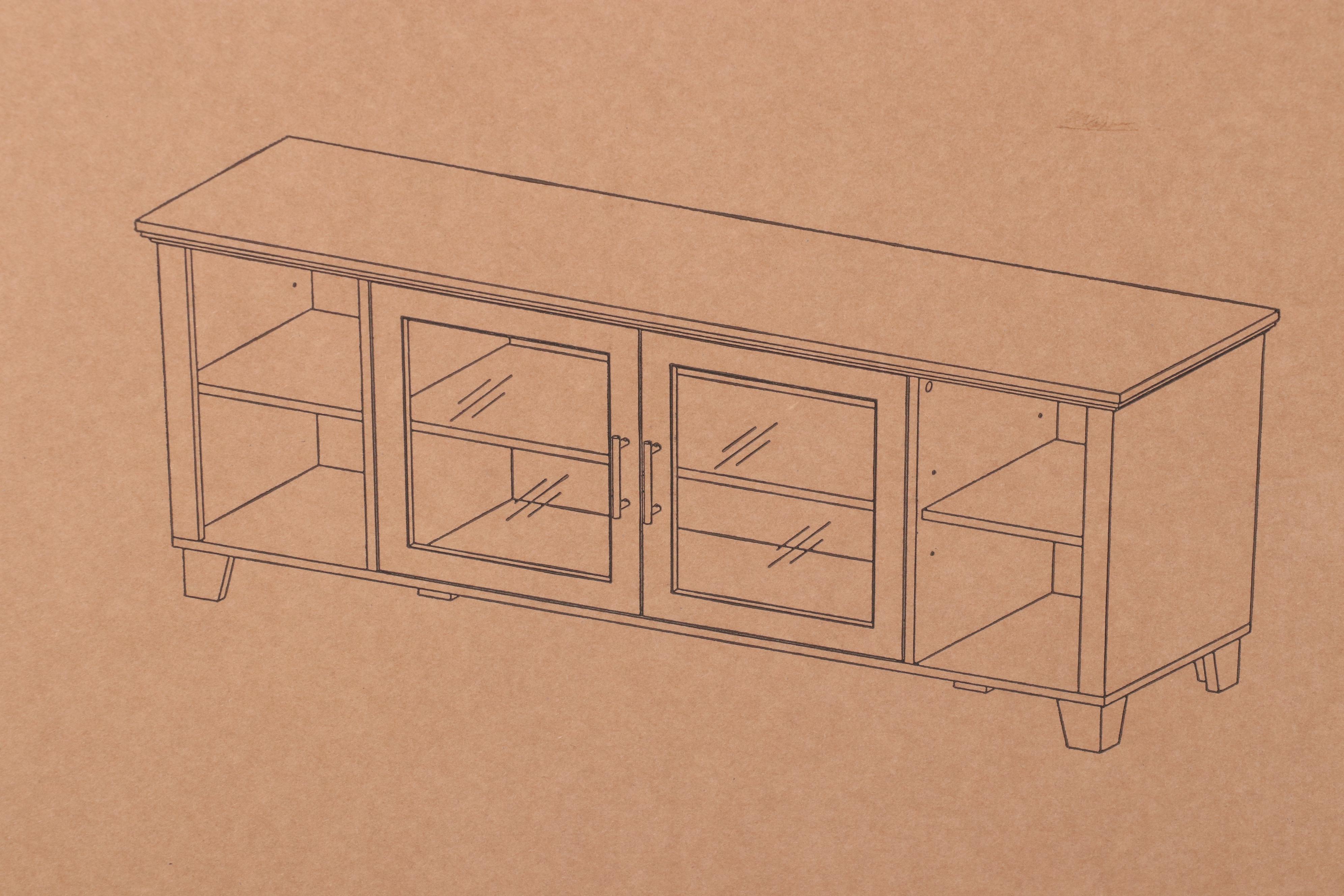 Walker Edison 58" Rustic TV Stand with Middle Doors in Rustic Oak