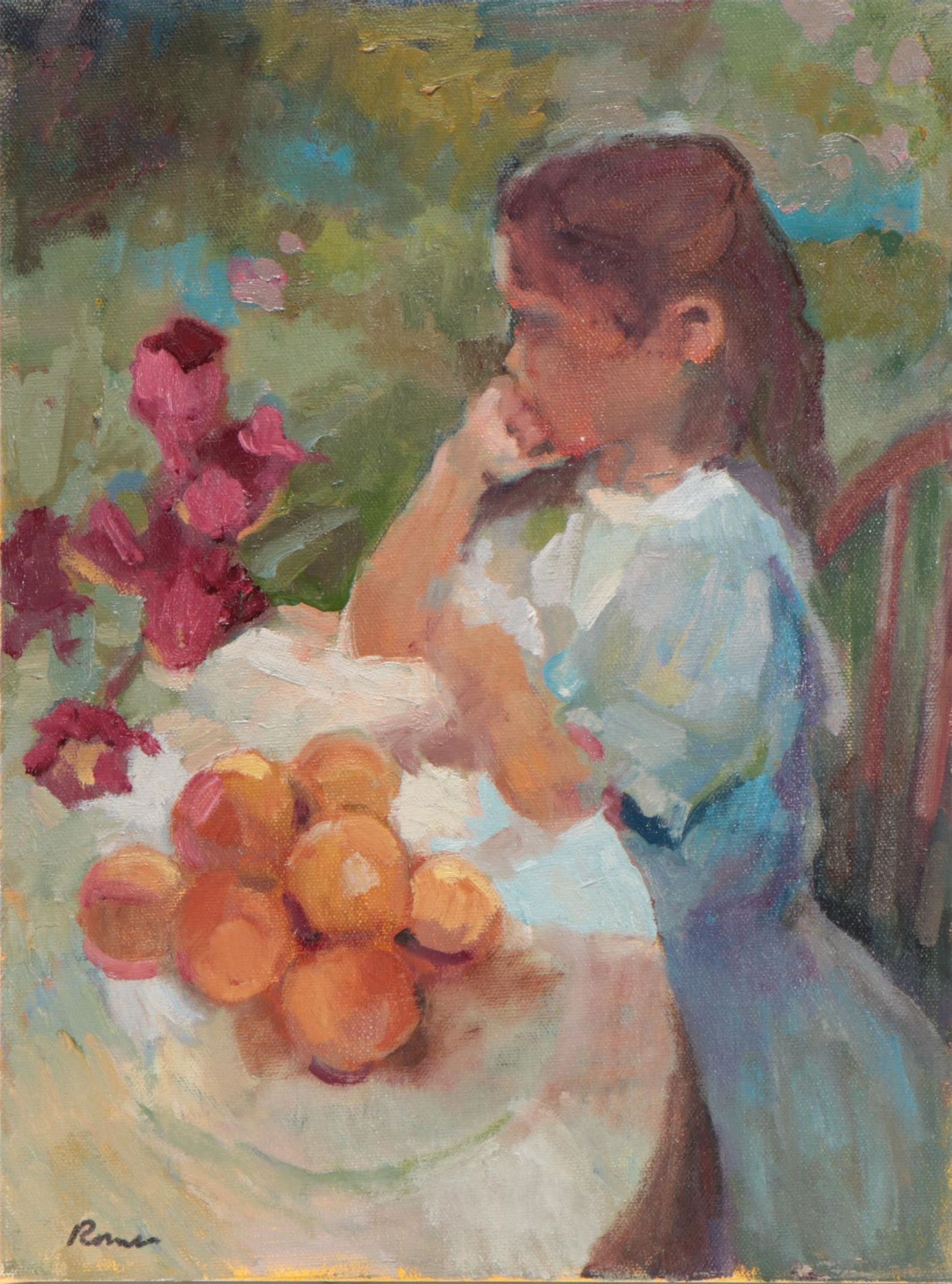 Sally Rosenbaum Portrait Oil Painting of Young Girl