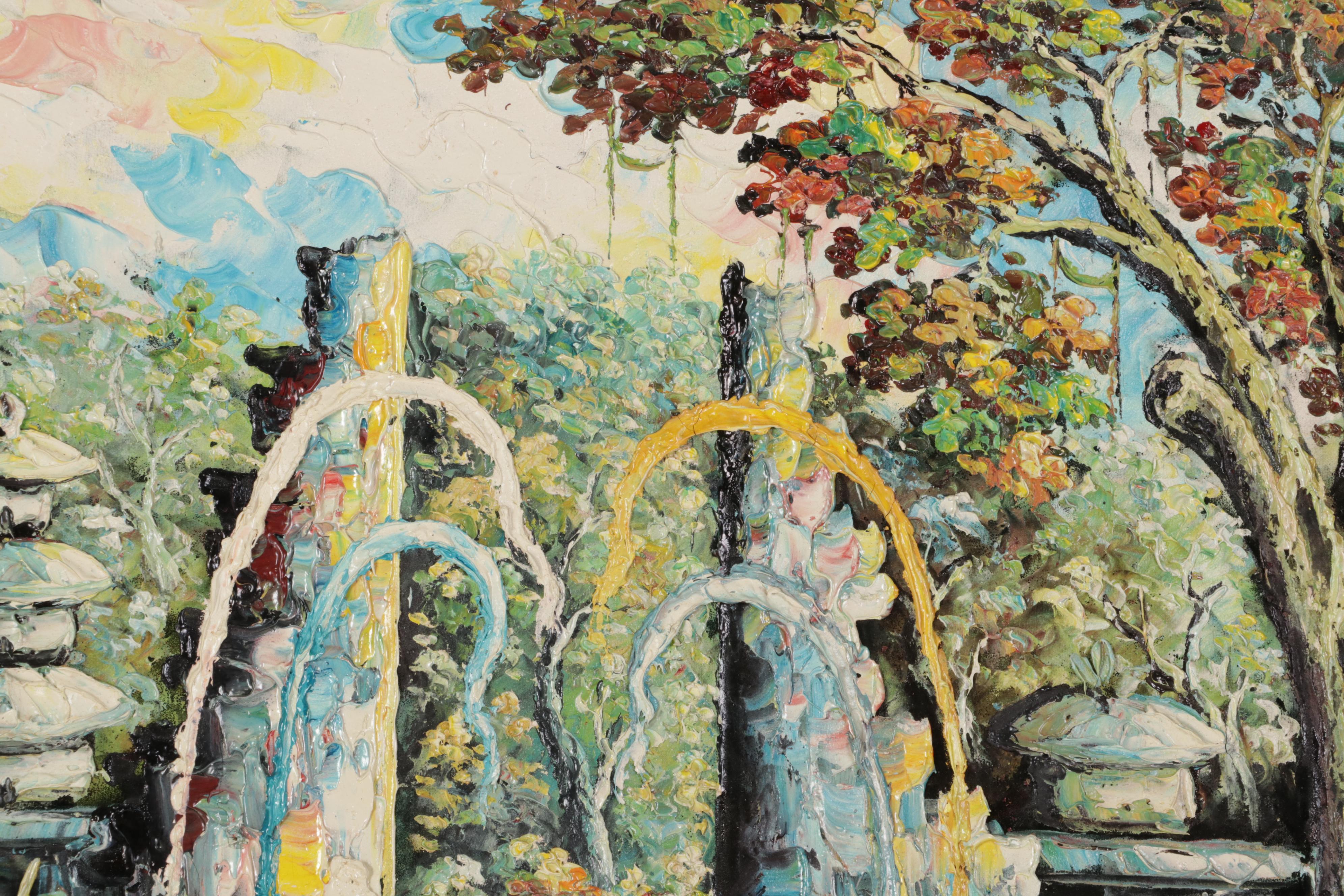 Impasto Oil Painting of Indonesian Village Market, Late 20th-21st Century