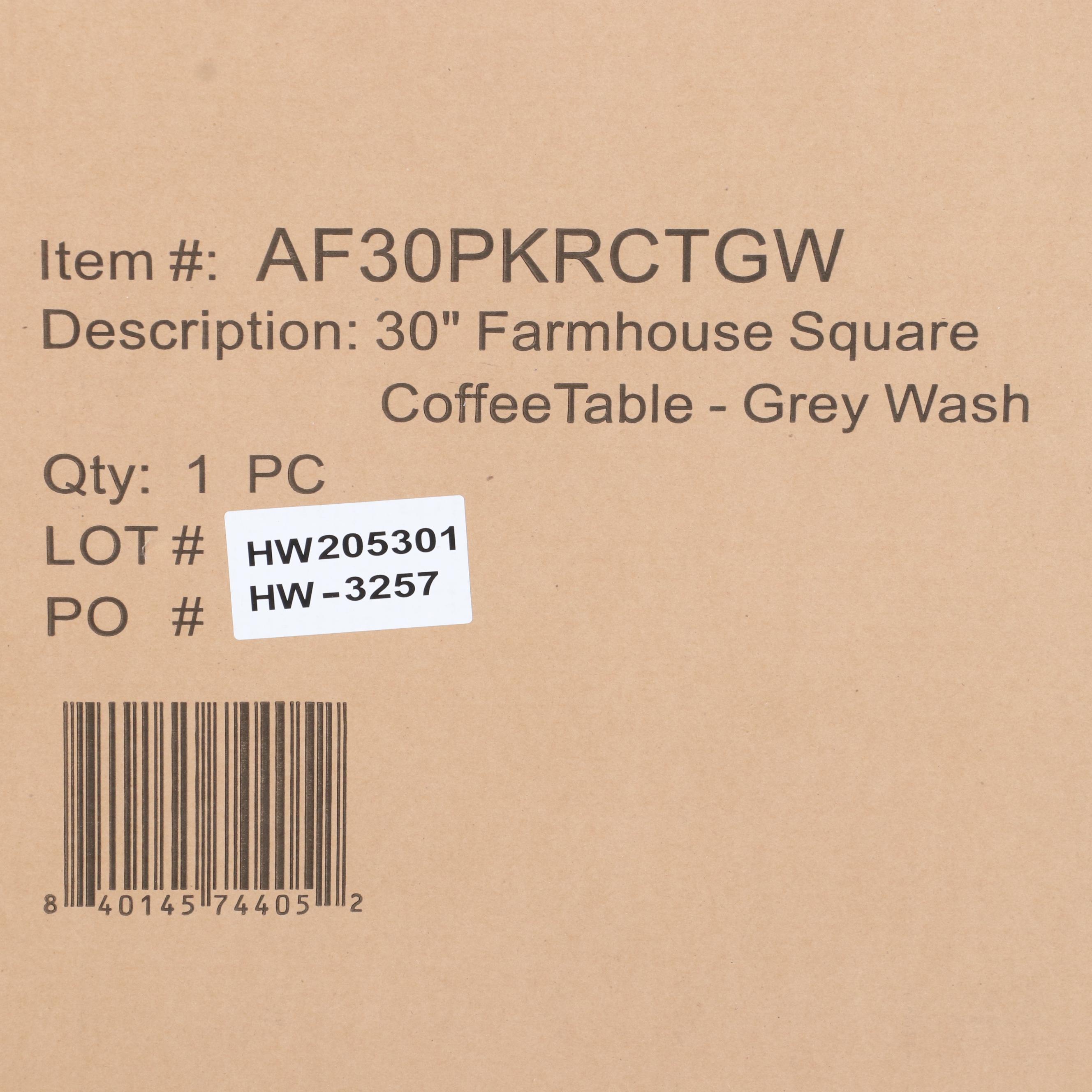 Walker Edison 30" Farmhouse Square Coffee Table in Grey Wash