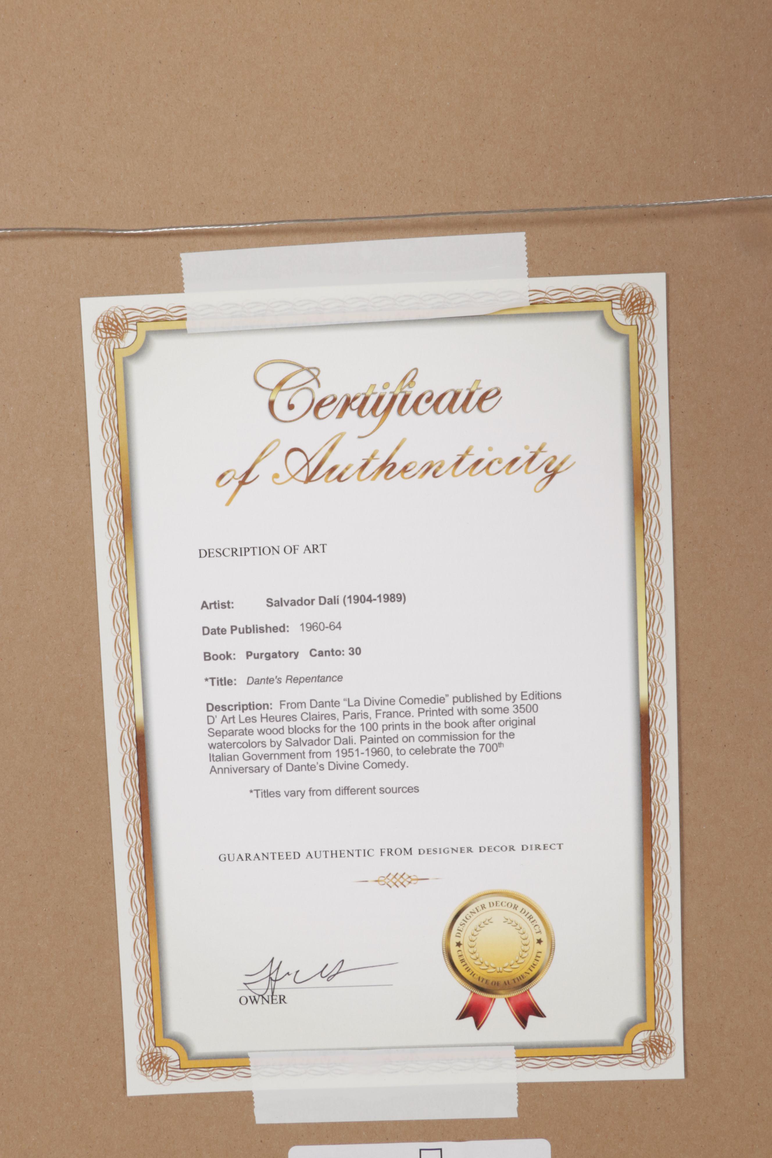 Salvador Dalí Wood Engraving "L'annonce d'un grand événement"