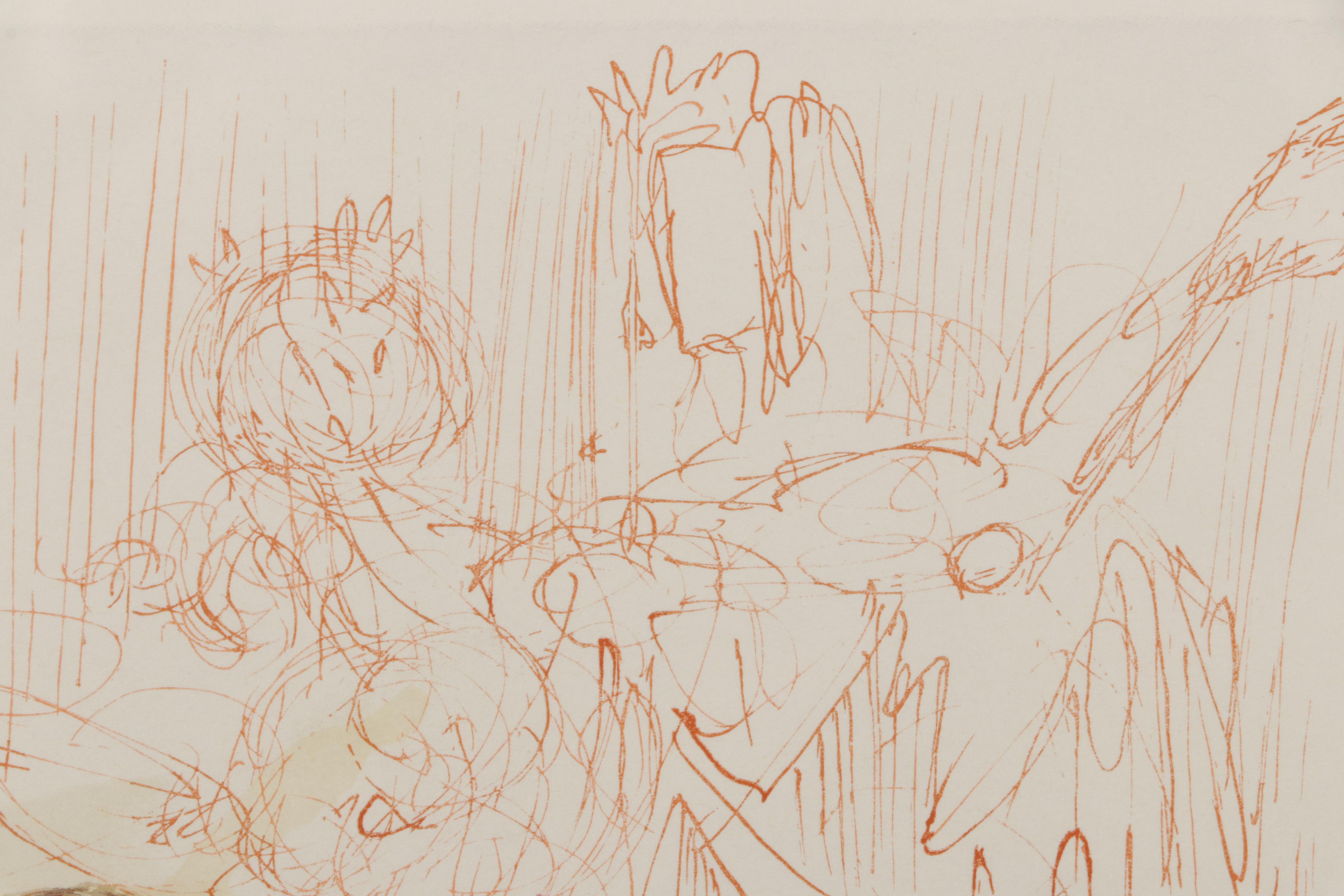 Salvador Dalí Wood Engraving "Les coléreux"